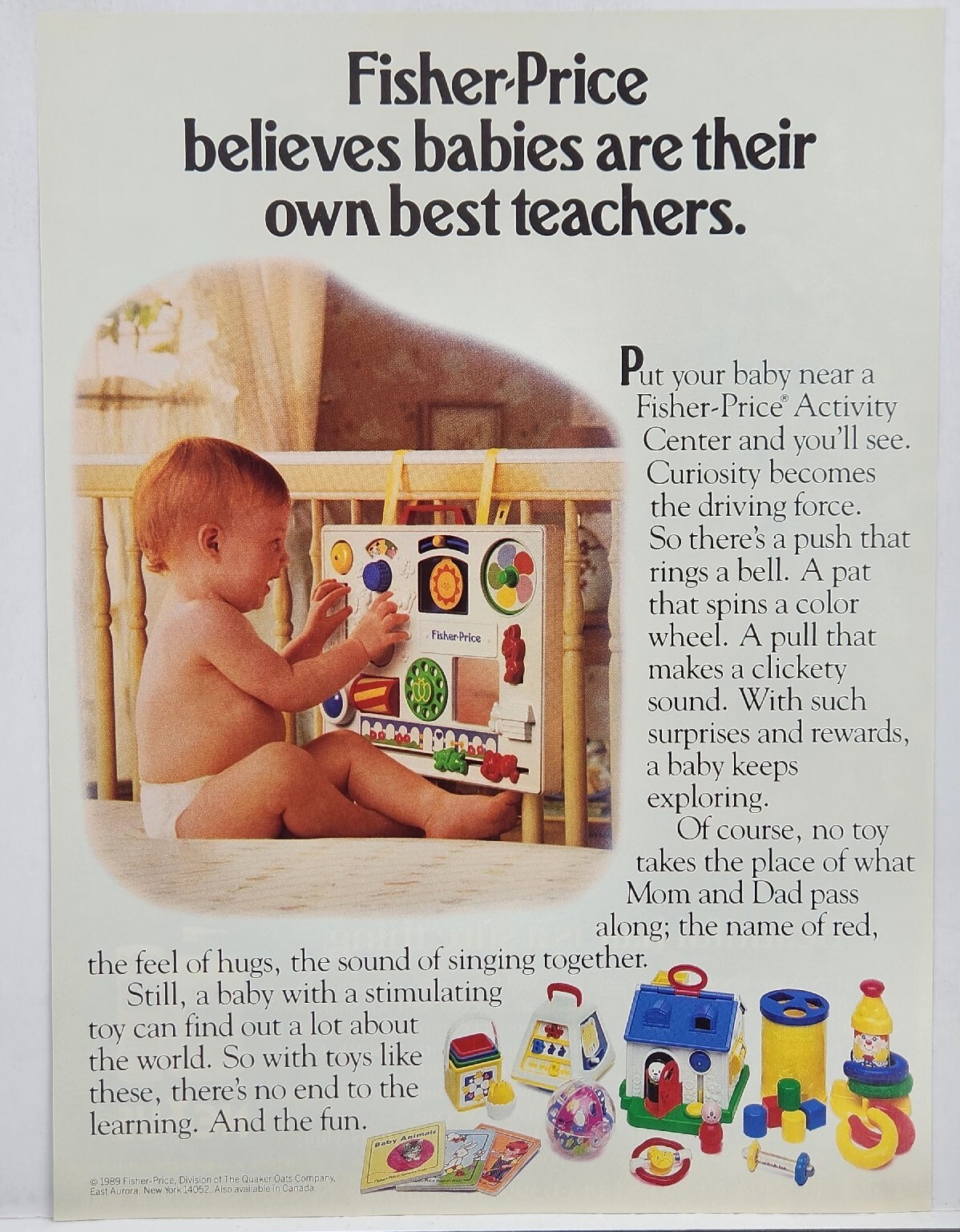 1989 Fisher Price Activity Center Toys Babies Retro Original Print Ad 1980s