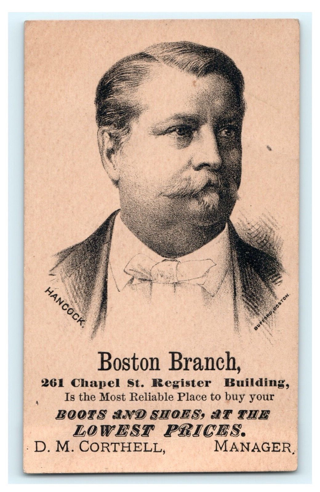Hancock Boston Branch Boots & Shoes D.M. Corthell