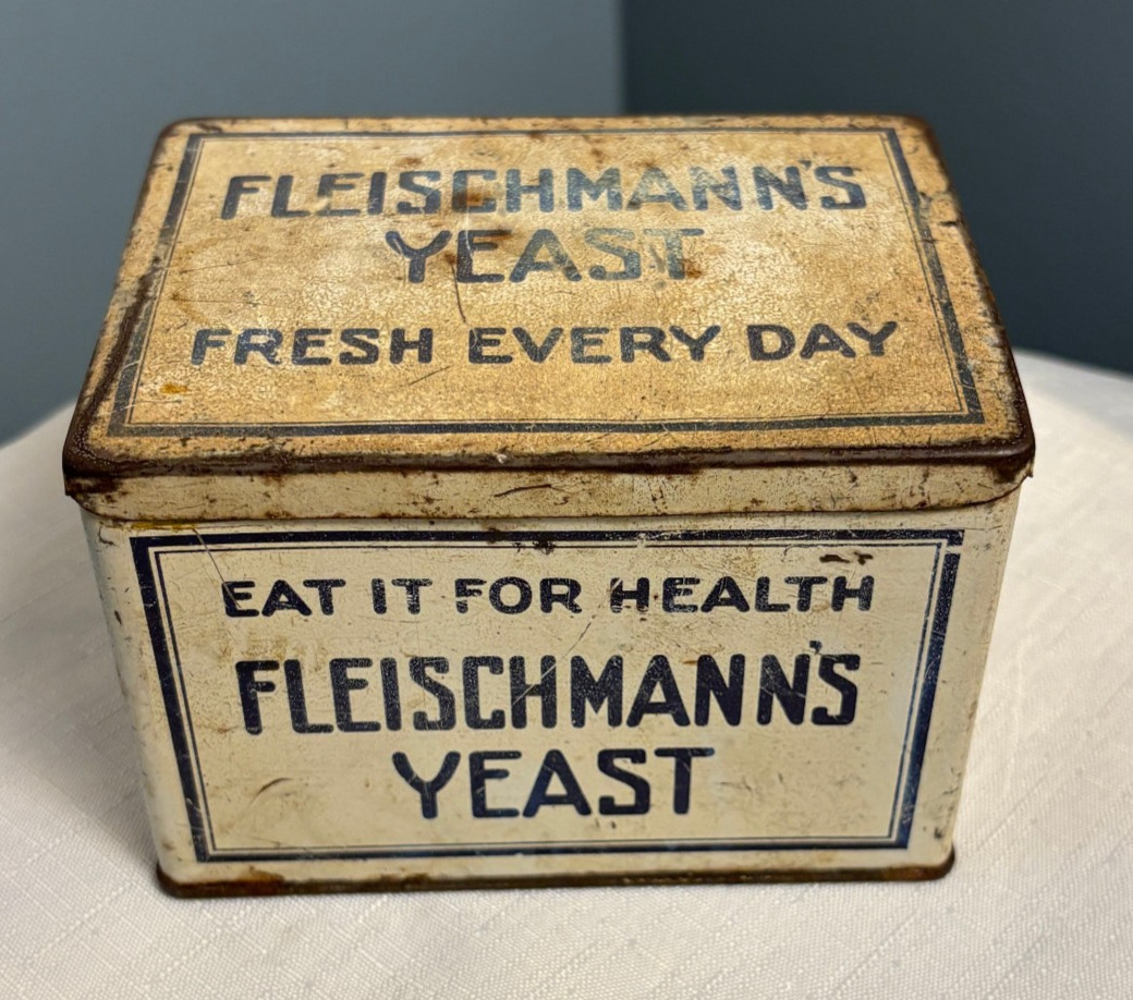Early 1900s Vintage Fleischmann’s Yeast Advertising Tin w/ Lid – Fresh Every Day