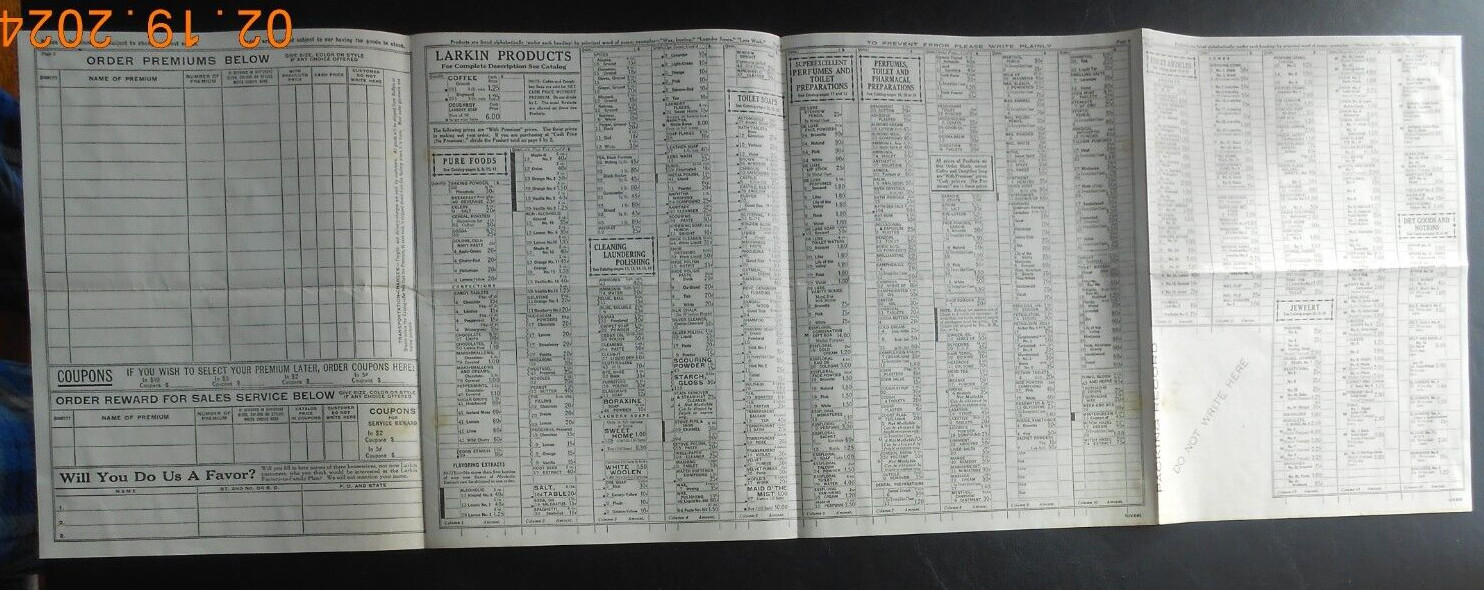 March 1921 Larkin CO order form brochure flyer AD Buffalo New York NY unmarked