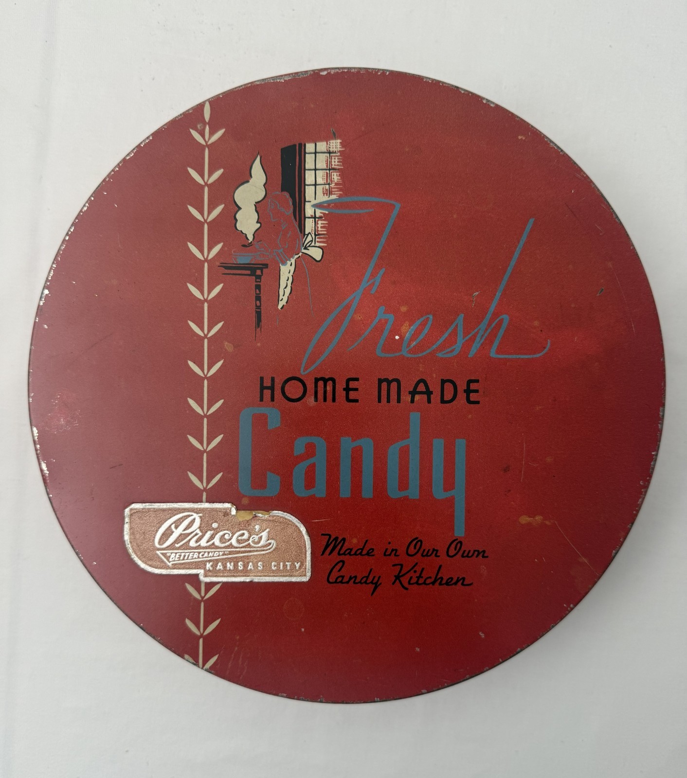 Vintage Price’s Better Candy Kansas City Fresh Home Made Candy Round Tin