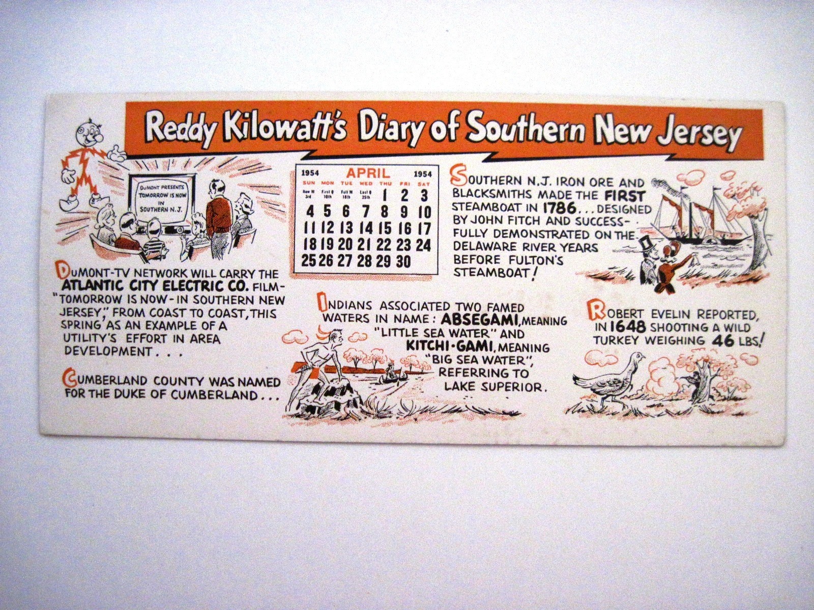 1954 Blotter w/ Reddy Kilowatt” Pictured – “Atlantic City Electric Co.” *