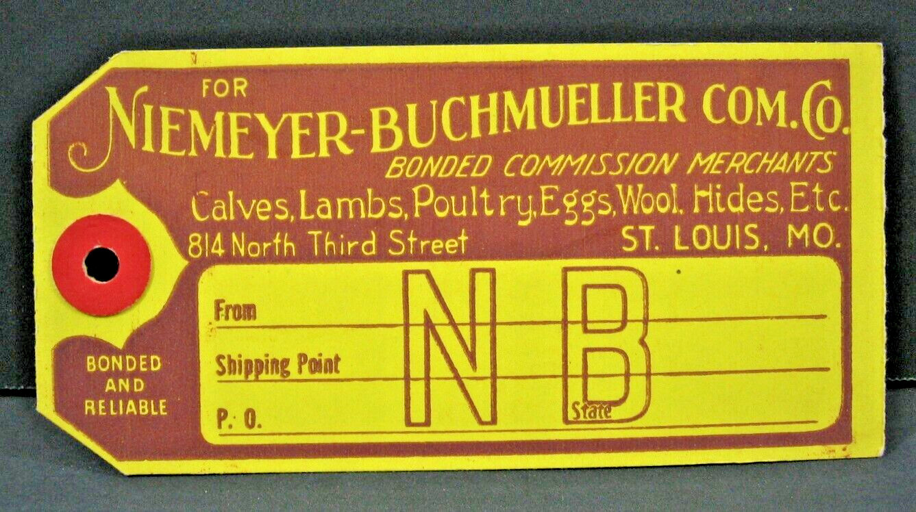 Vintage Niemeyer Buchmueller Bond Com. Merchant Hides Eggs Ship Tag St Louis Mo