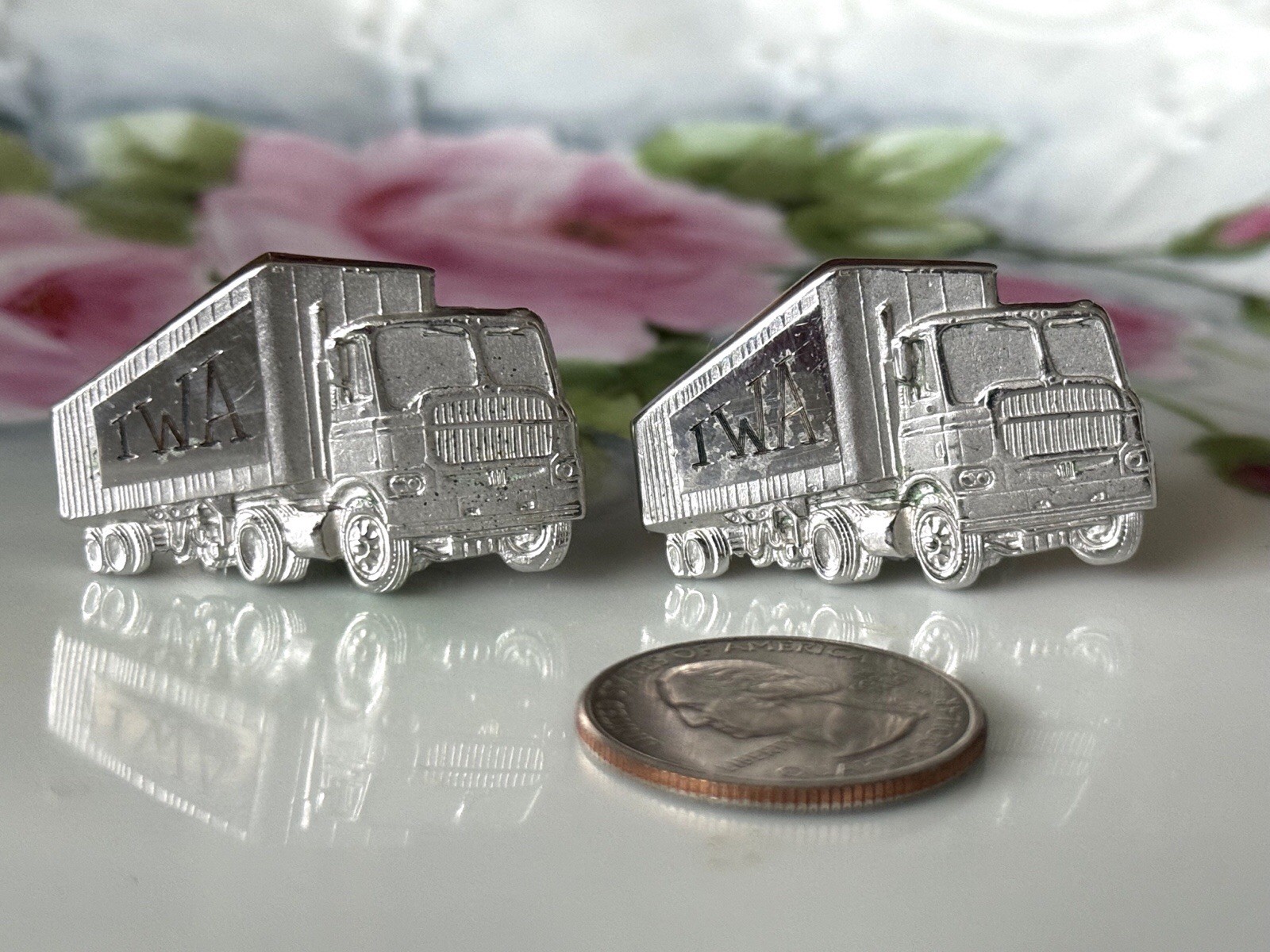 VTG Sterling Silver Cuff Links IWA TRUCK The White Motor Company Employee Award