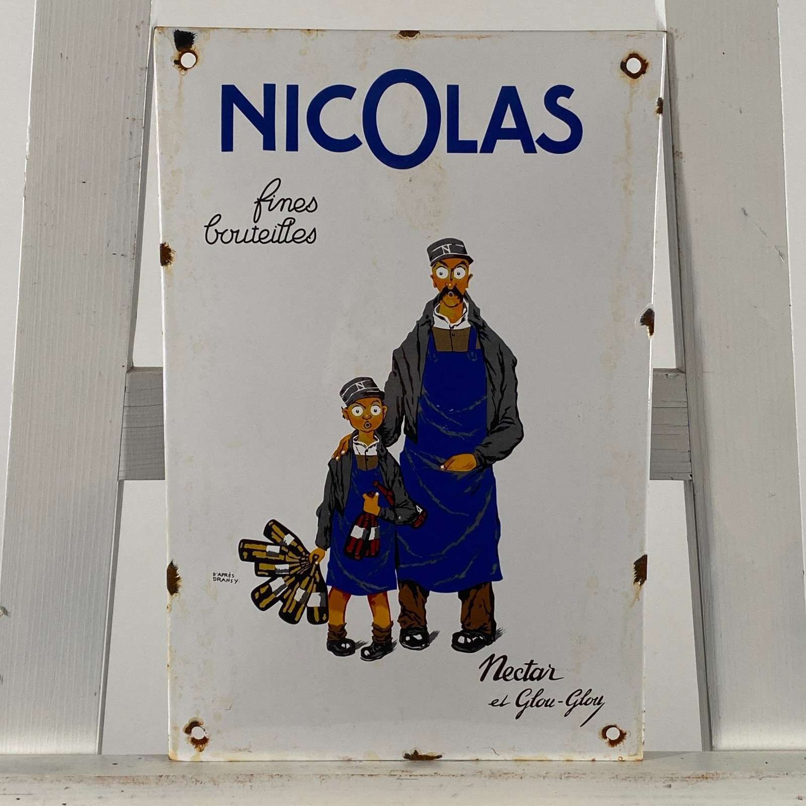 NICOLAS – Advertising Sign – 30x20cm (11.8×7.9″) – Nice Porcelain Rare Wall Sign