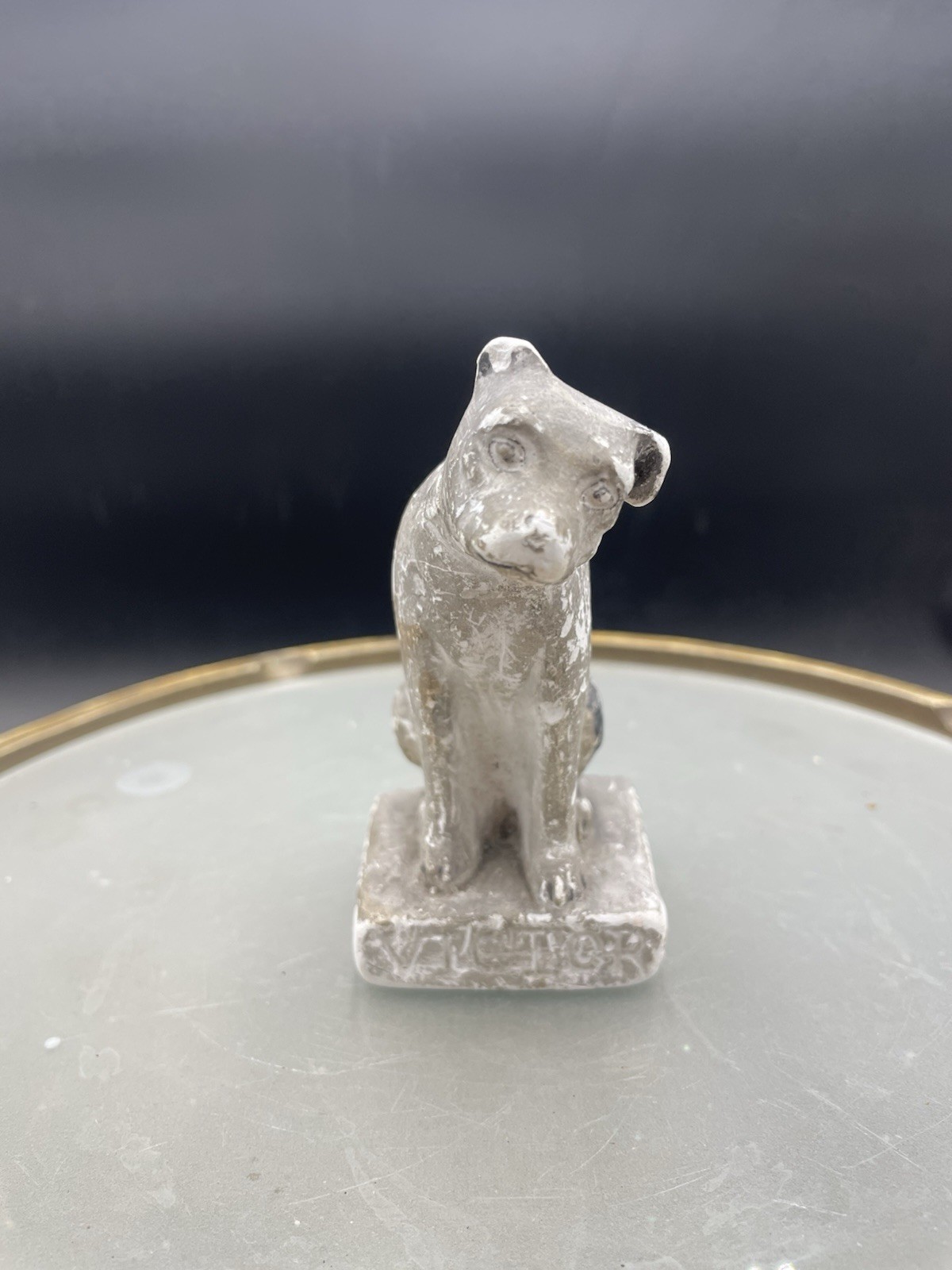 Vintage RCA Victor Nipper Dog 4” Chalkware Advertising Figurine