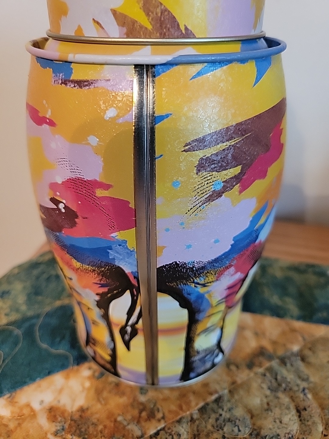 Williamson Tea Caddy Elephant Tin Painterly Summer African Decor Design