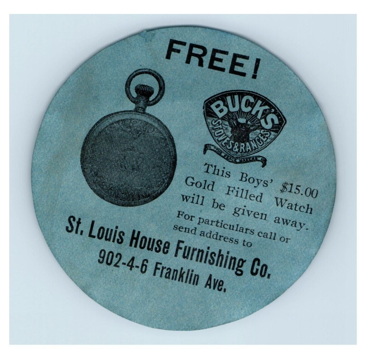 1903 Bucks Stoves & Ranges St. Louis Sticker or Label S97E