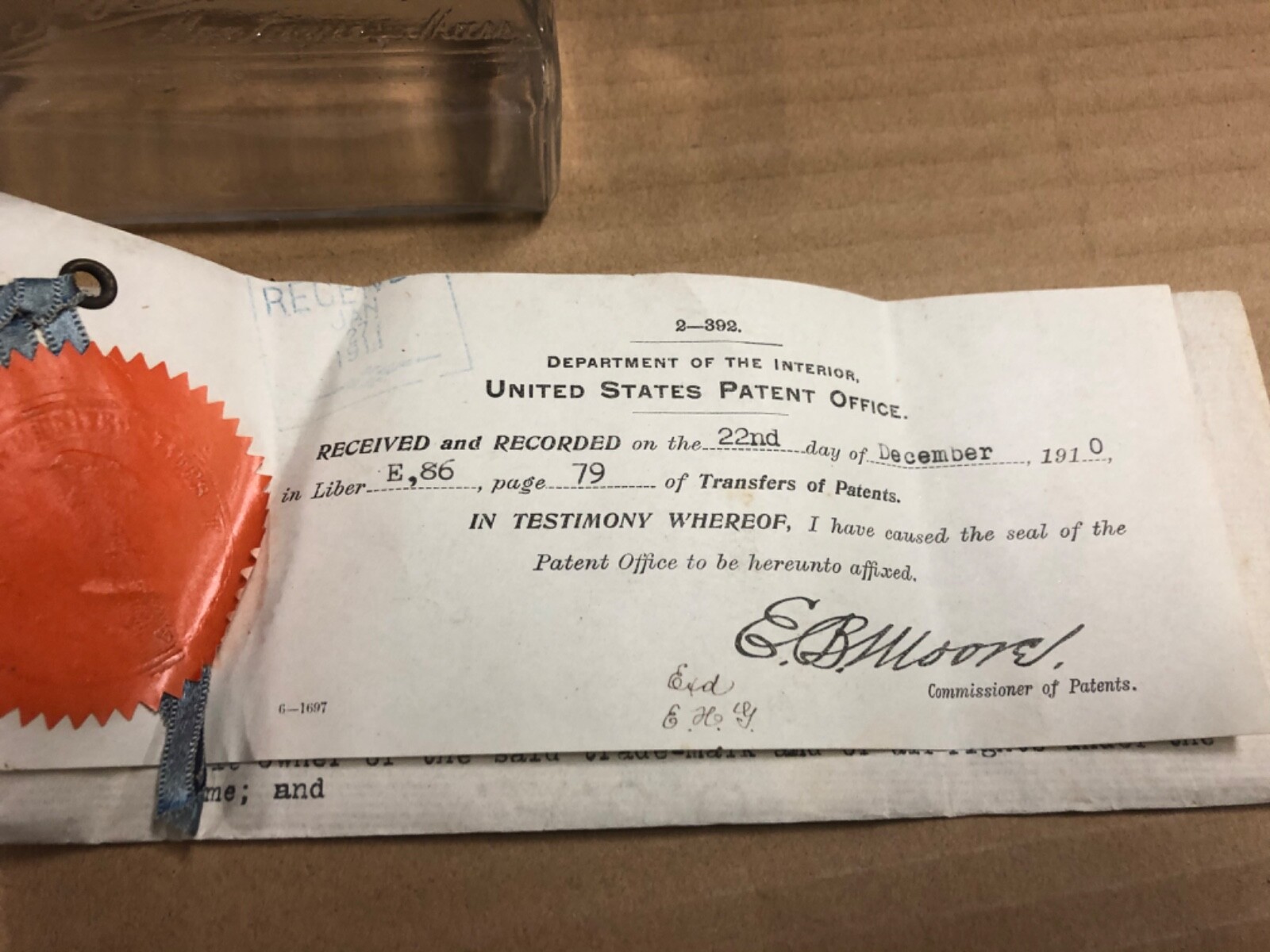 RARE c1910 vintage advertising & patent form Toiletine Co. Greenfield MA Evarosa