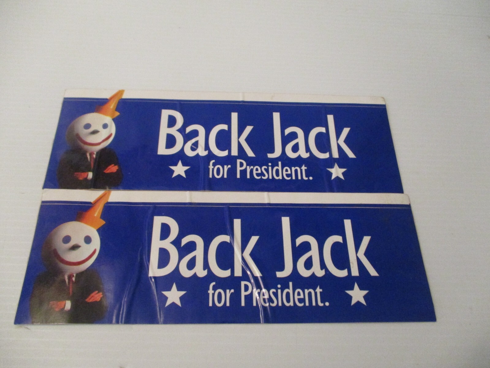 Back Jack In The Box for President Bumper Sticker 11.5″ x 4″ Vtg Coupons on Back