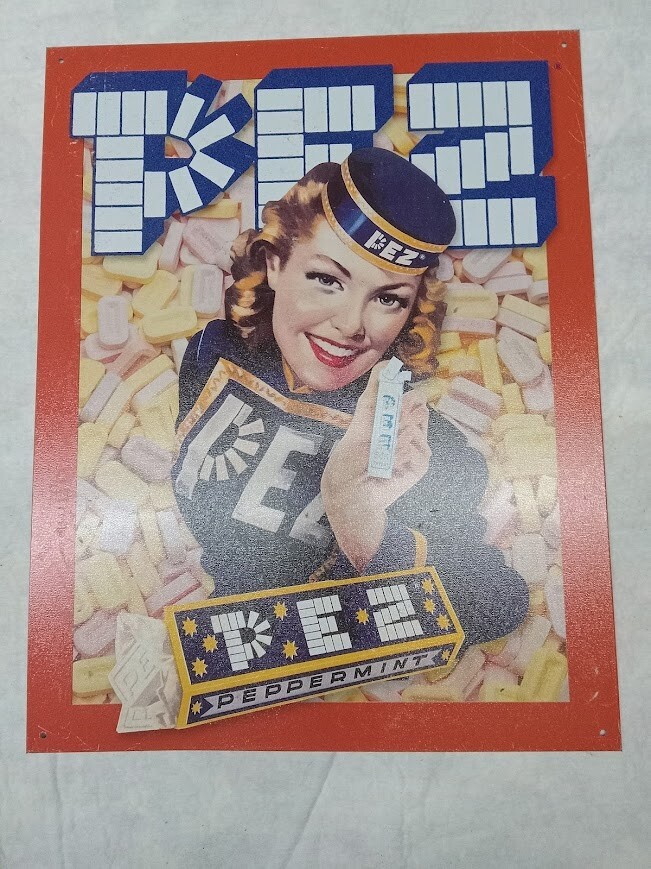 PEZ Metal Sign Plasticized 12 x 16 (Picture on back unrelated) Full Bright Color