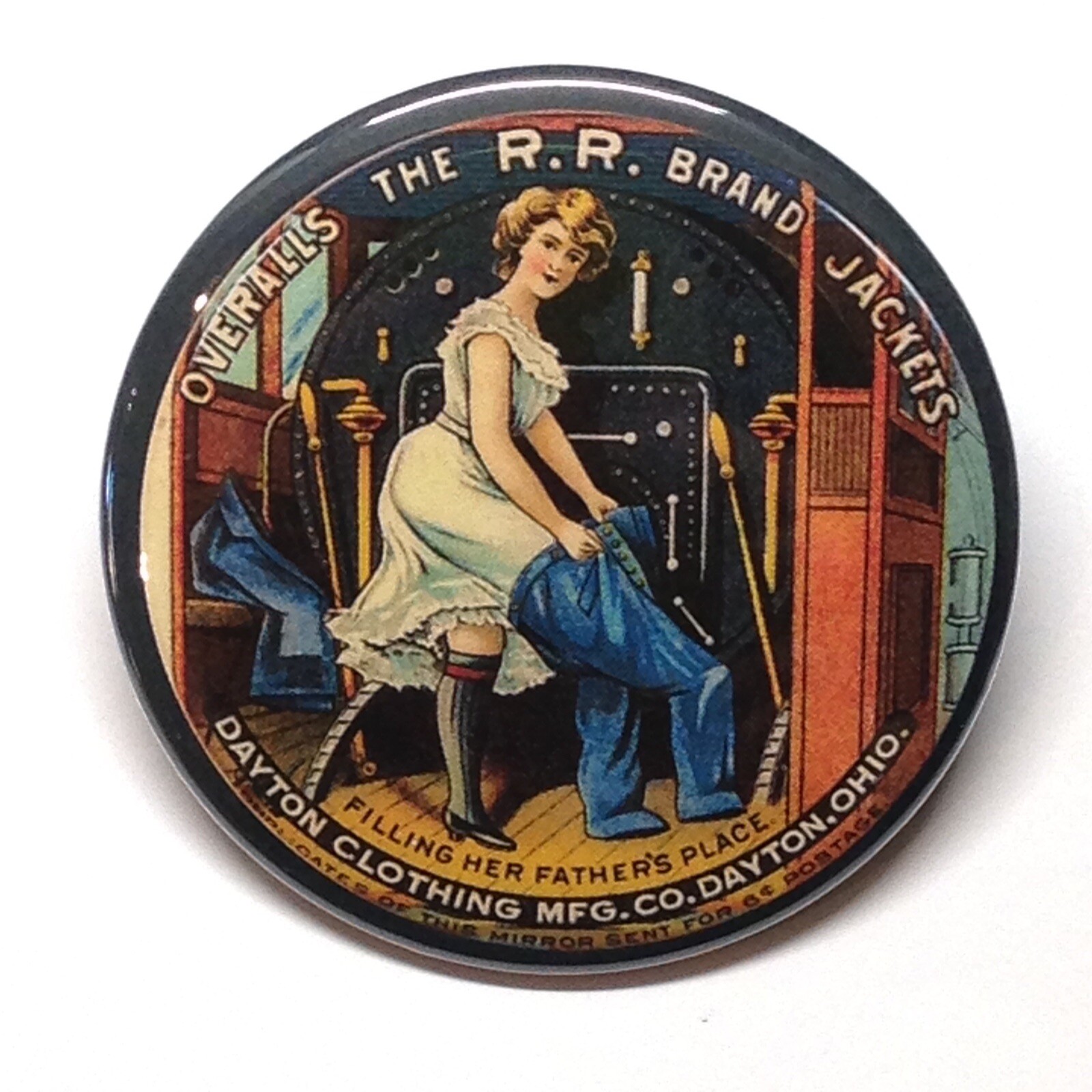 Overalls The RR Brand Dayton OH Clothing Advertising Pocket Mirror