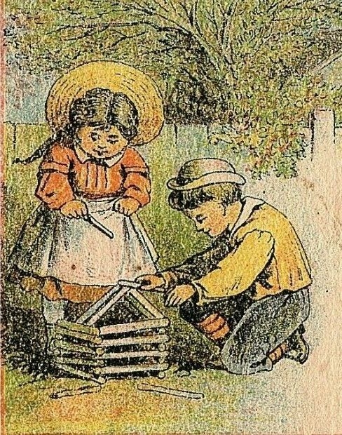 Trade Victorian Card Boston Shoe Store Boots Children Building A Wooden House