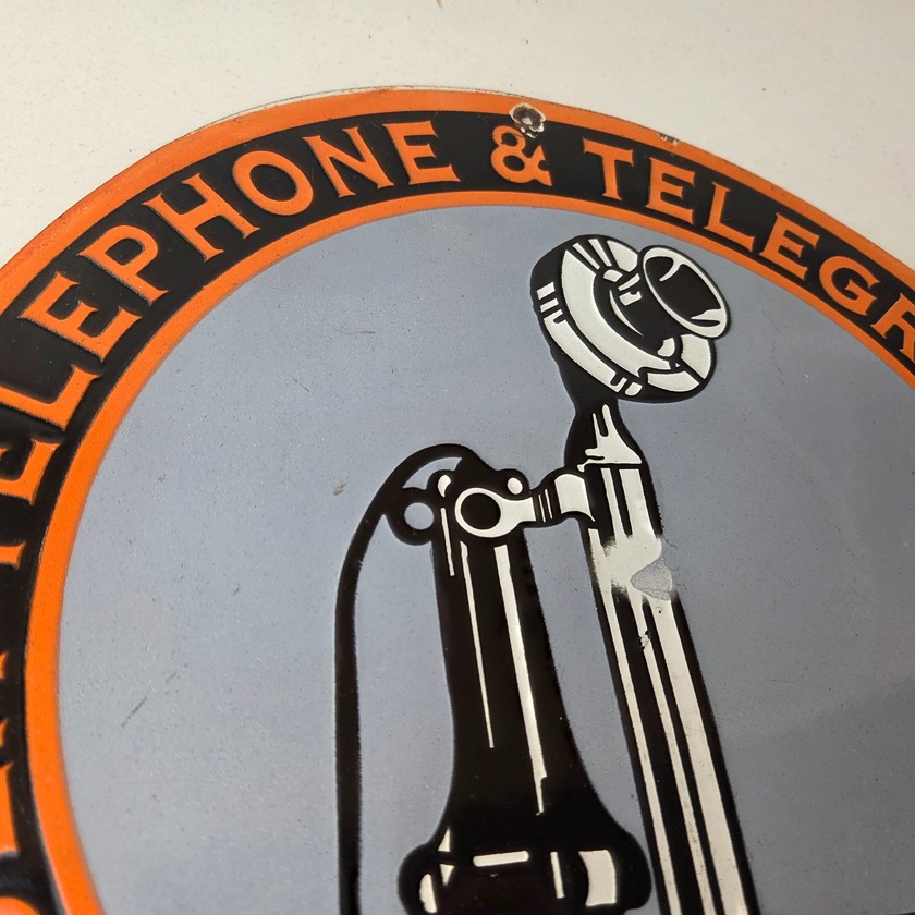 Vintage Lincoln Telephones Sign – Bell System Phone Booth Gas Porcelain Sign
