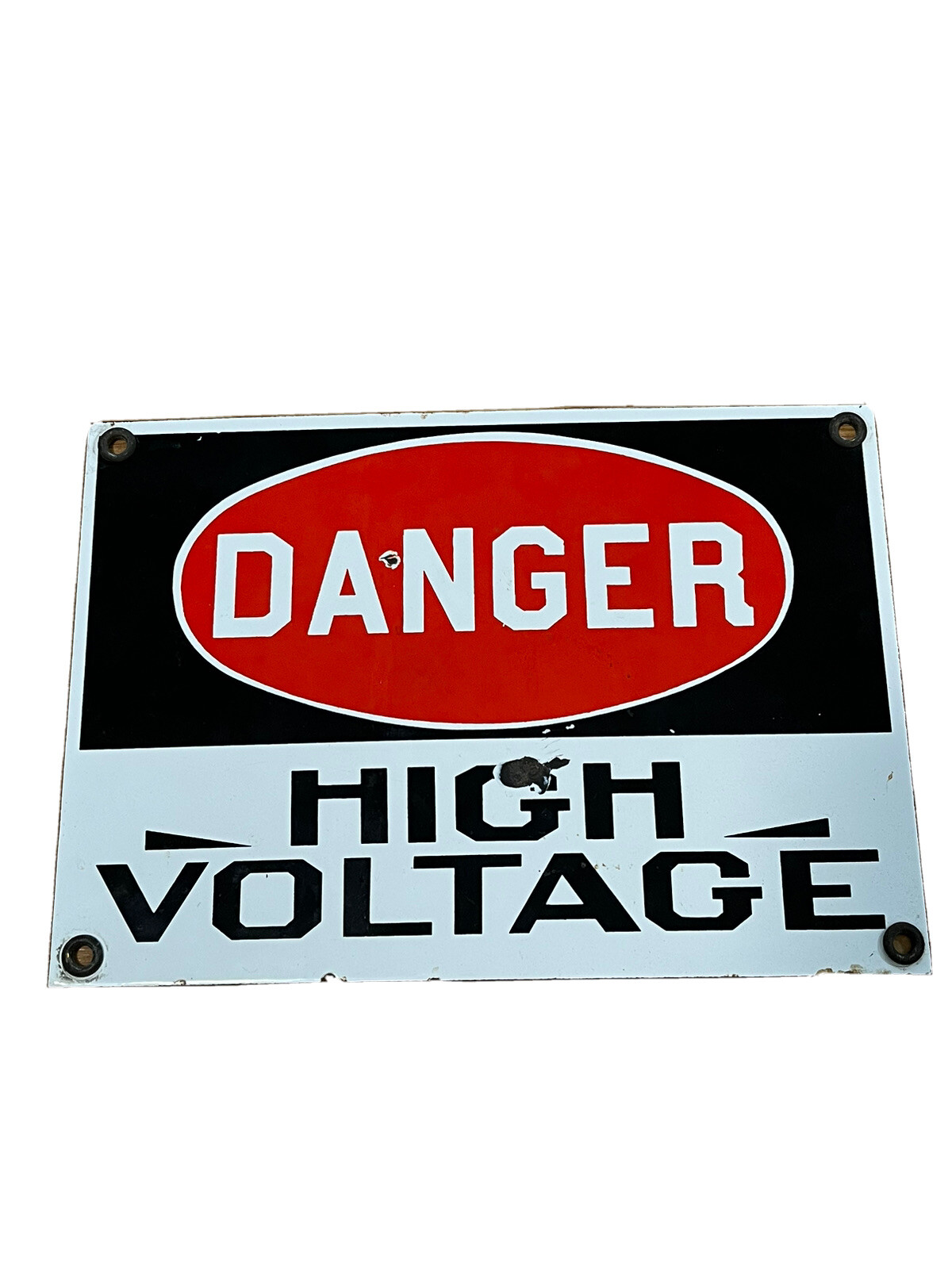Vintage Industrial Danger High Voltage Metal Porcelain Sign 10 x 7