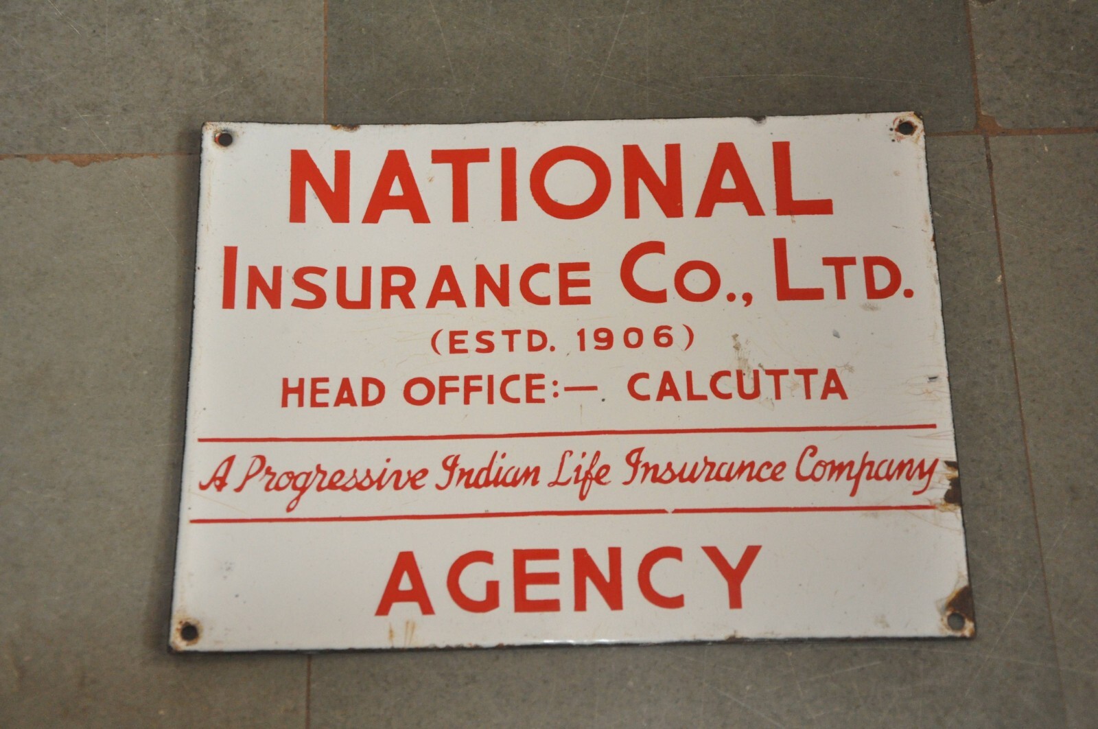 Vintage National Insurance Co. Ltd. Ad Porcelain Enamel Signboard