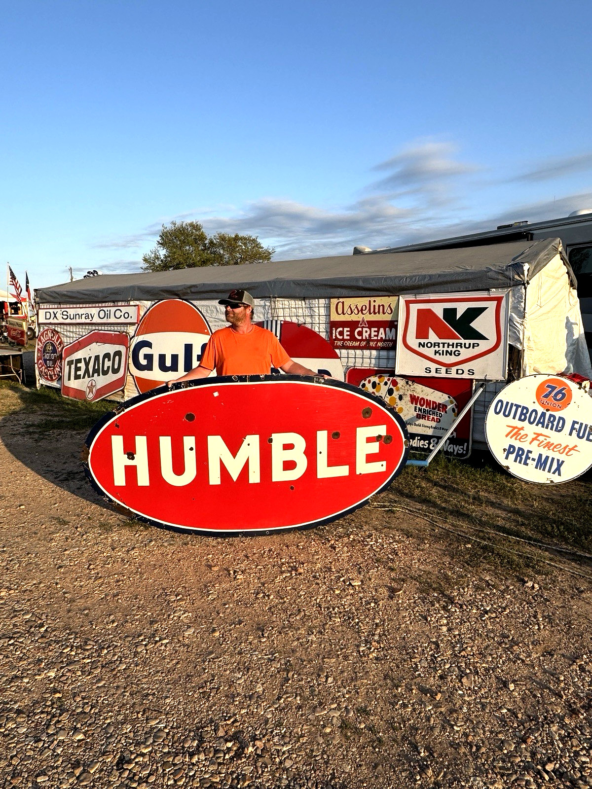 Vintage Large Porcelain Humble Oil Gas Gasoline Sign 96 by 48 inch 1 sided RARE