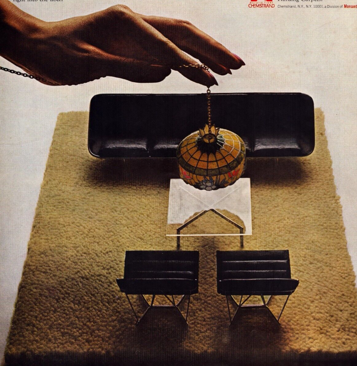 Acrilan Carpet Interior Design Tiffany Style Lamp 1965 Vintage Print Ad-C-2.1