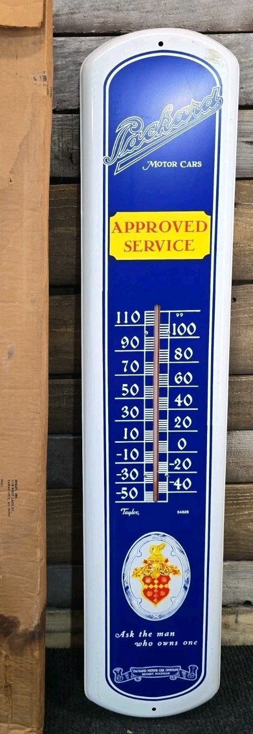 Packard Motor Cars Metal Advertising Thermometer Sign 39”x 8”