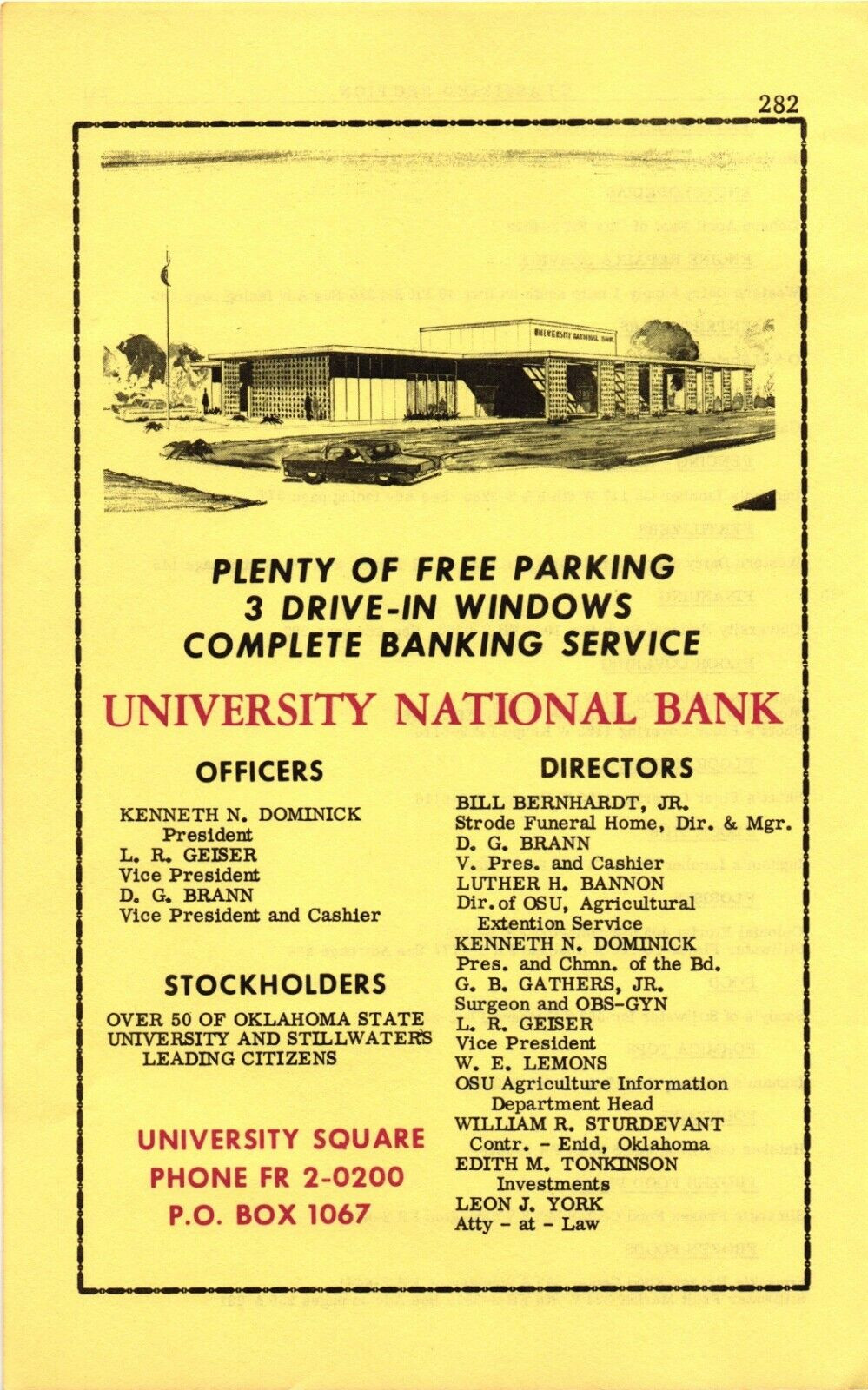Stillwater OK 1964 Print Ad University National Bank 8.5″ x 5.25″