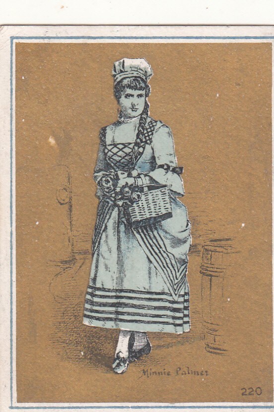 Minnie Palmer Full Portrait Gold Barrel No Advertising Vict Card c1880s