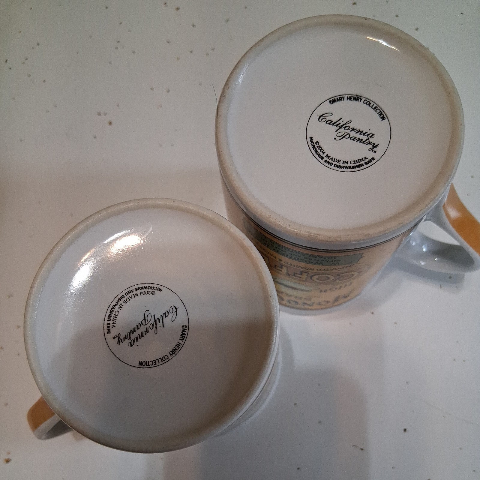 California Pantry Coffee Mug Monogram Brand Coffee W.Wagener Co Set Of 2