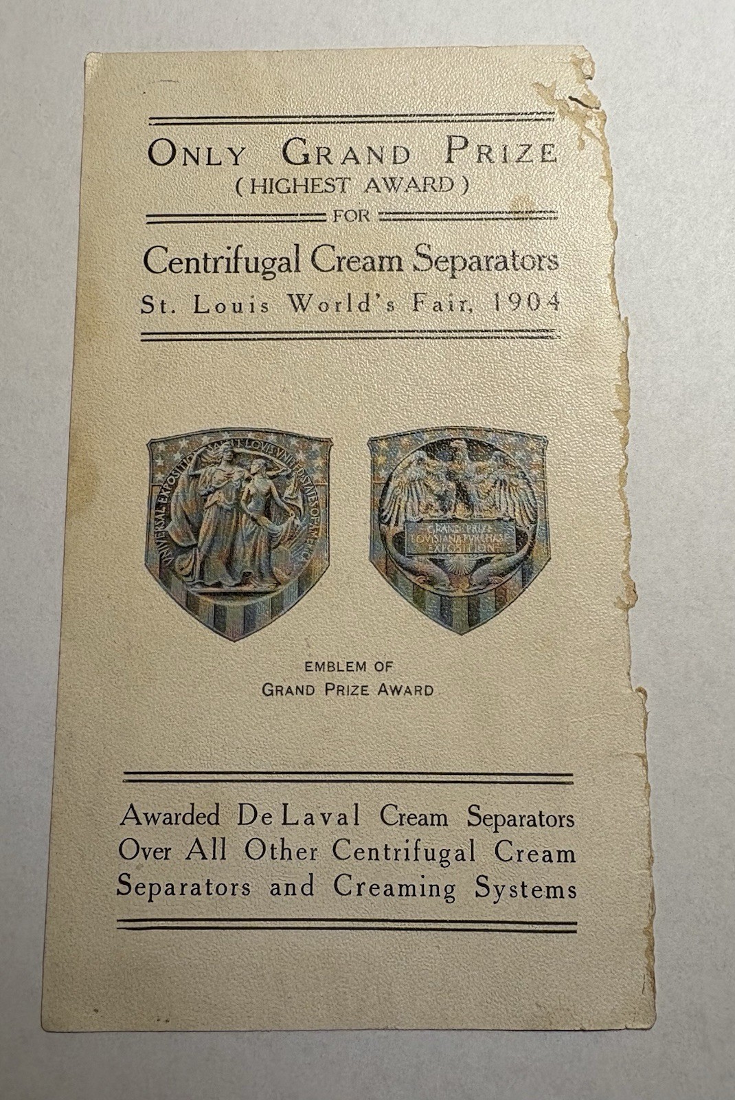 De Laval Cream Separators Victorian Trade Card. Circa 1904