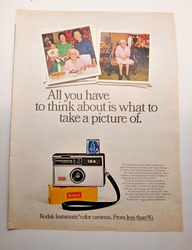 Original 1969 Kodak Instamatic 124 Camera Magazine Ad