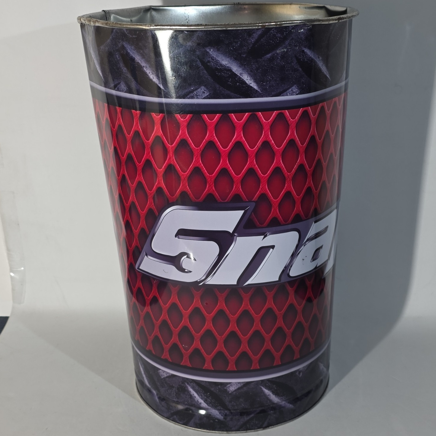 Snap-on Advertising Trash Can Honeycomb Design Silver Red Black