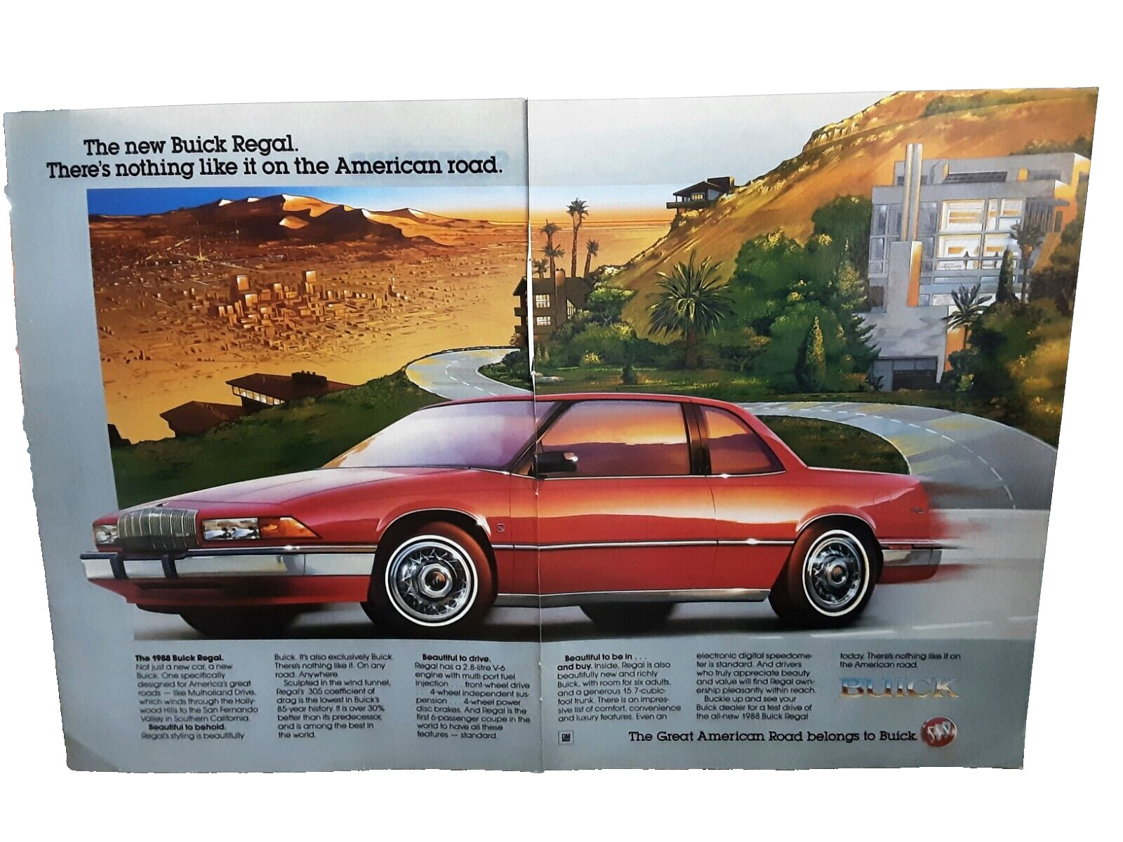 1987 Buick Regal Car Red Color Original Print Ad Vintage 80s