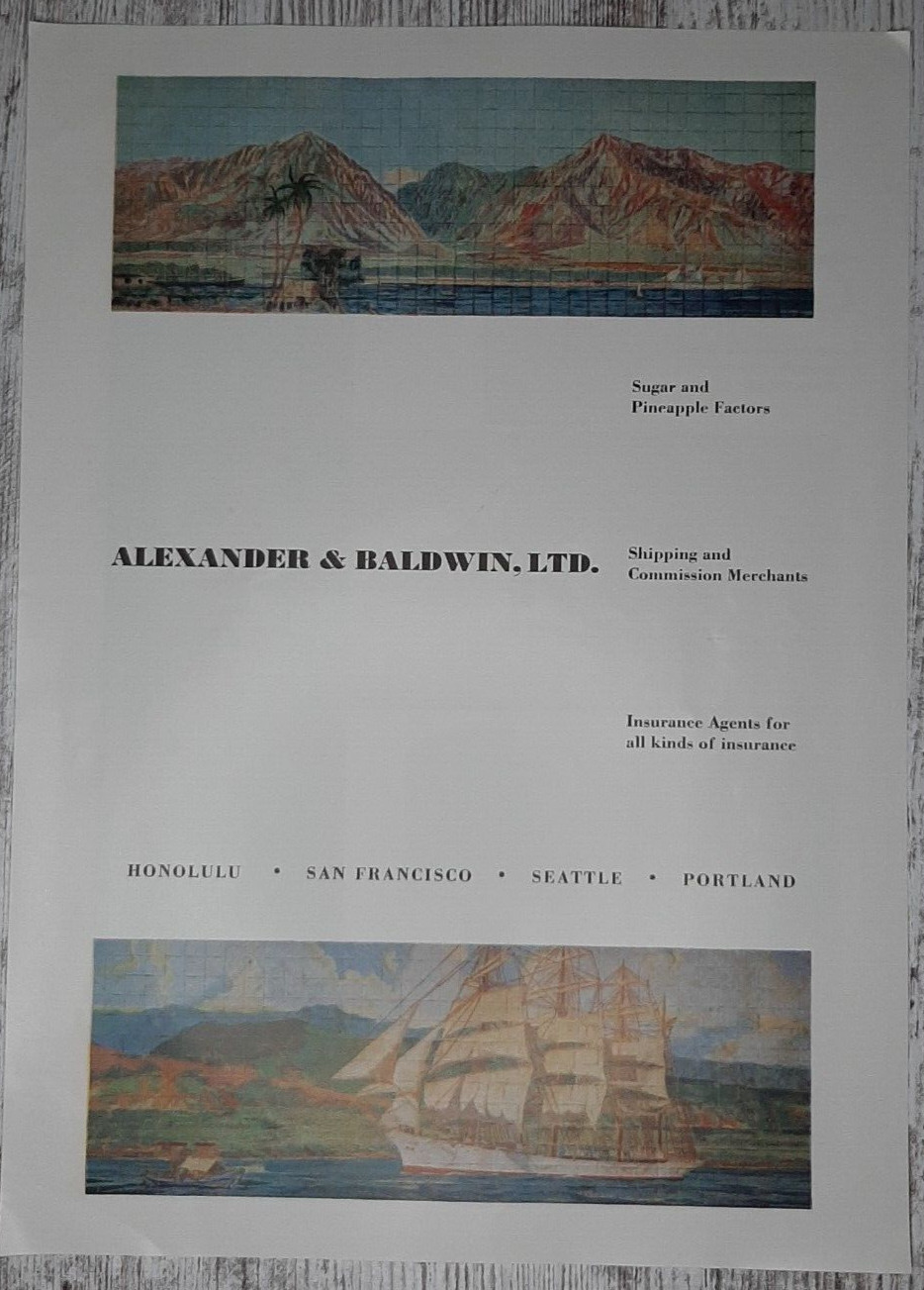 1956 Alexander & Baldwin Vintage Print Ad Shipping Merchant Insurance Pineapples