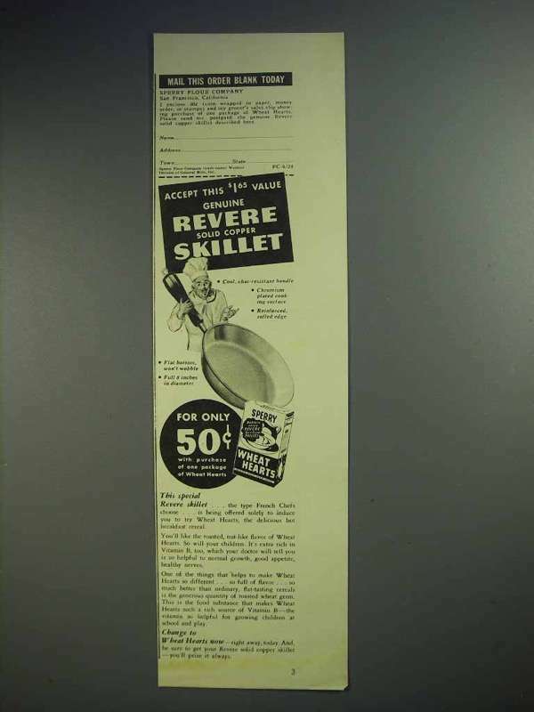 1939 Sperry Wheat Hearts Ad – Revere Copper Skillet