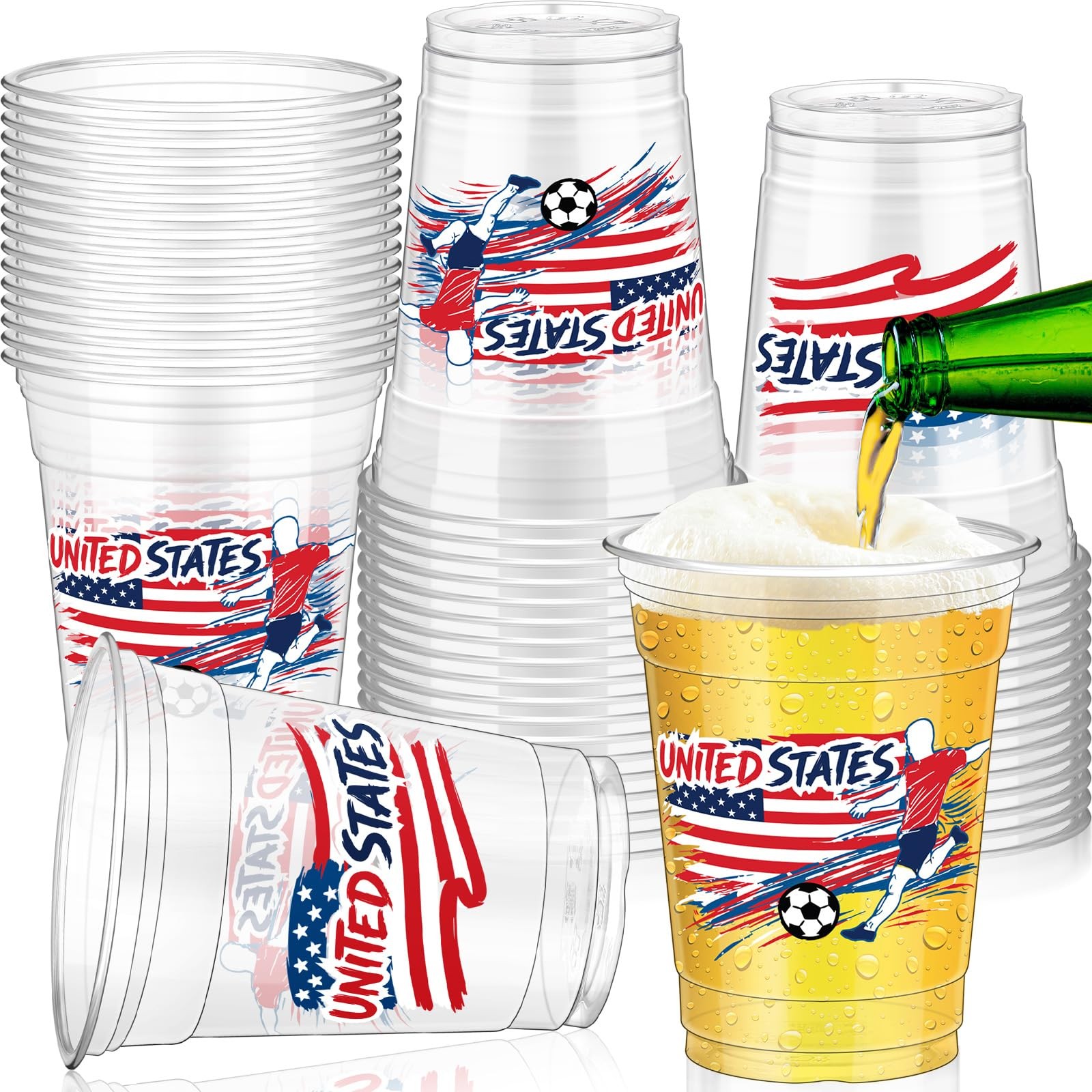 Jingmore 50 Pcs Soccer Plastic Cups 12 oz approx. 12 oz, Multicolor