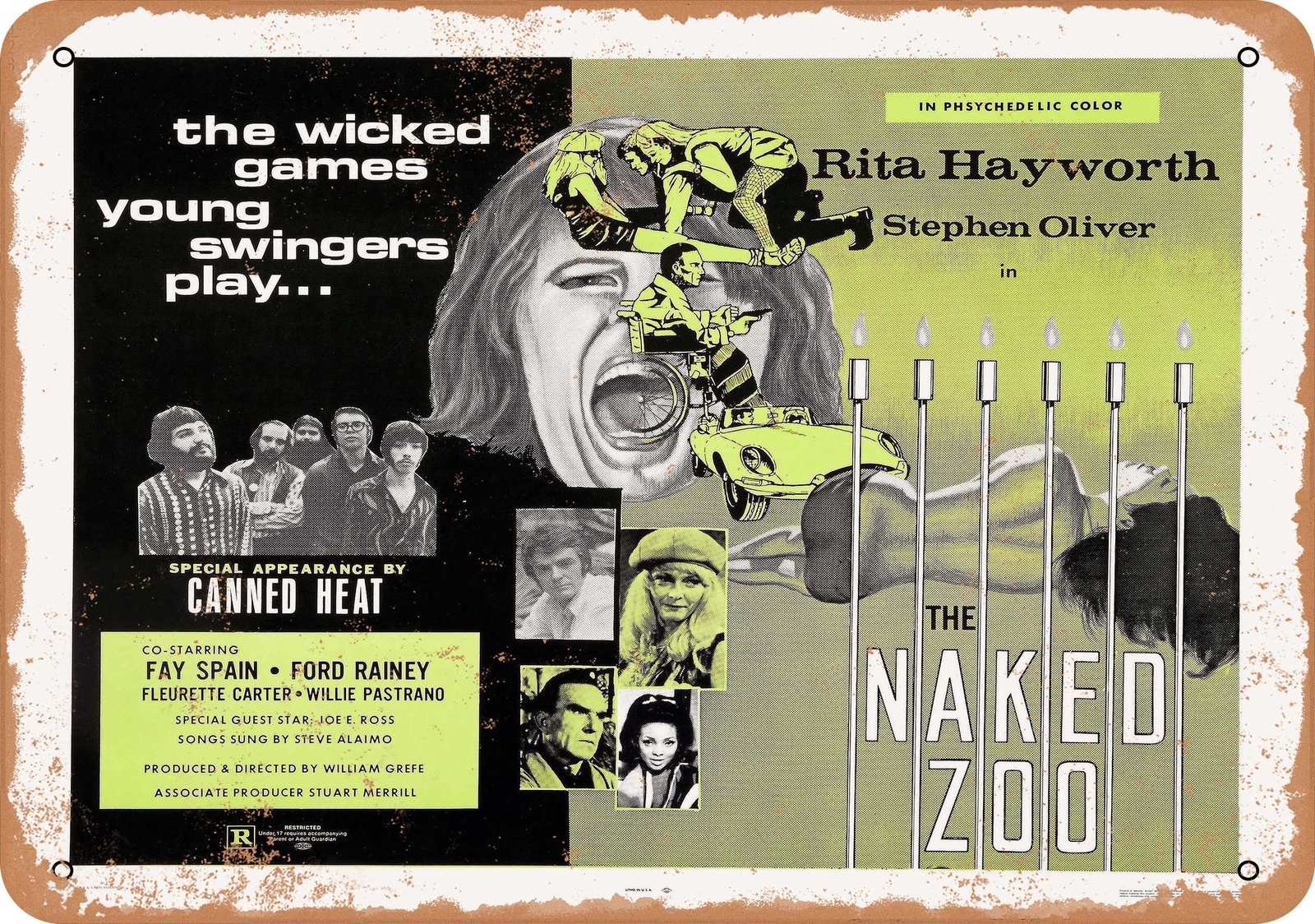METAL SIGN – Naked Zoo (1971) – Vintage Look