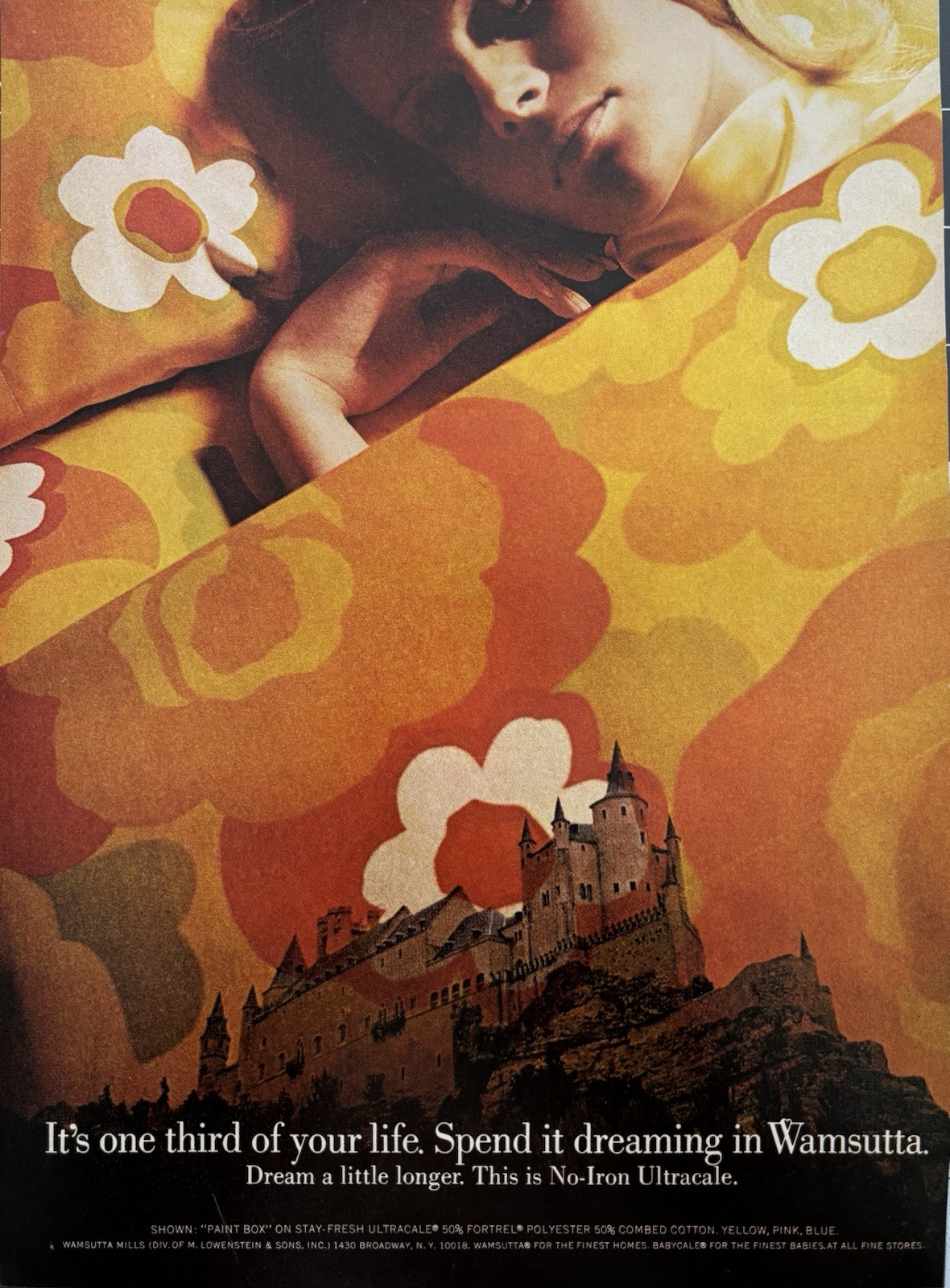 1969 Wamsutta Bedding Original Vintage Advertisement Paint Box Sheets Print Ad
