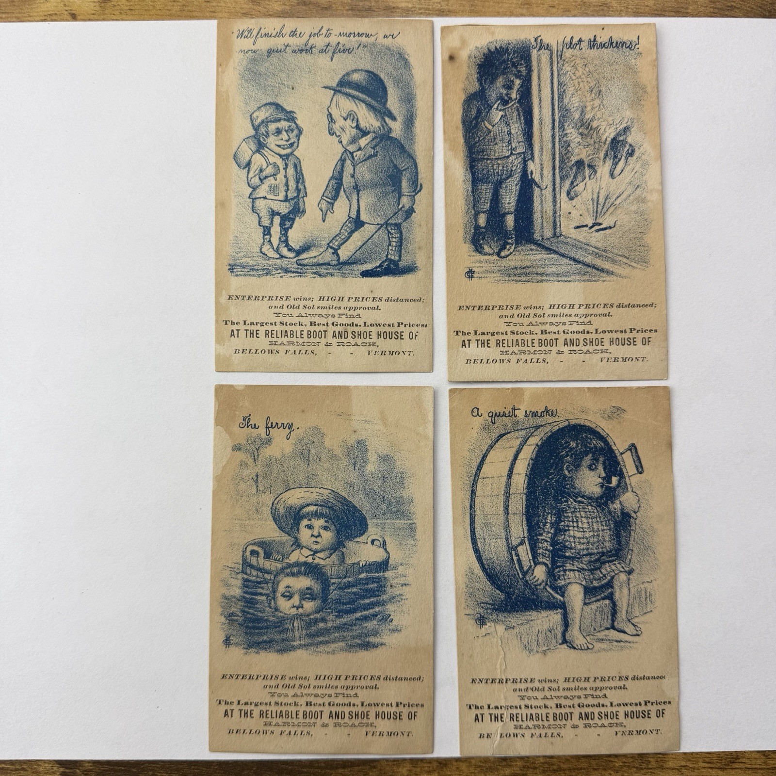 Harmon & Roach Bellows Falls Vermont Trade Cards Humorous Boot & Shoe 4
