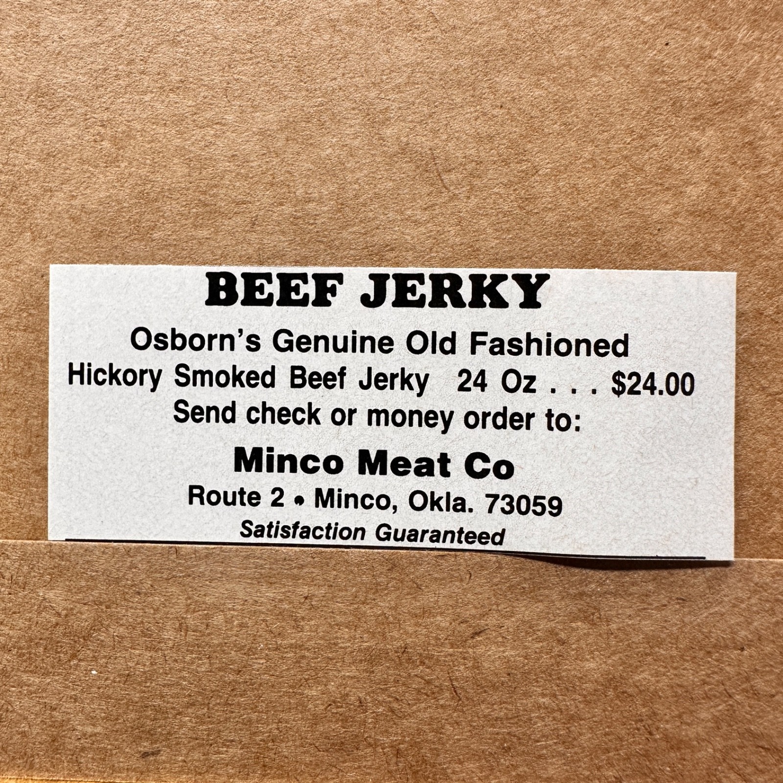 1982 Beef Jerkey Minco Meat Co Vintage Print Ad Minco Oklahoma Osborn’s Genuine