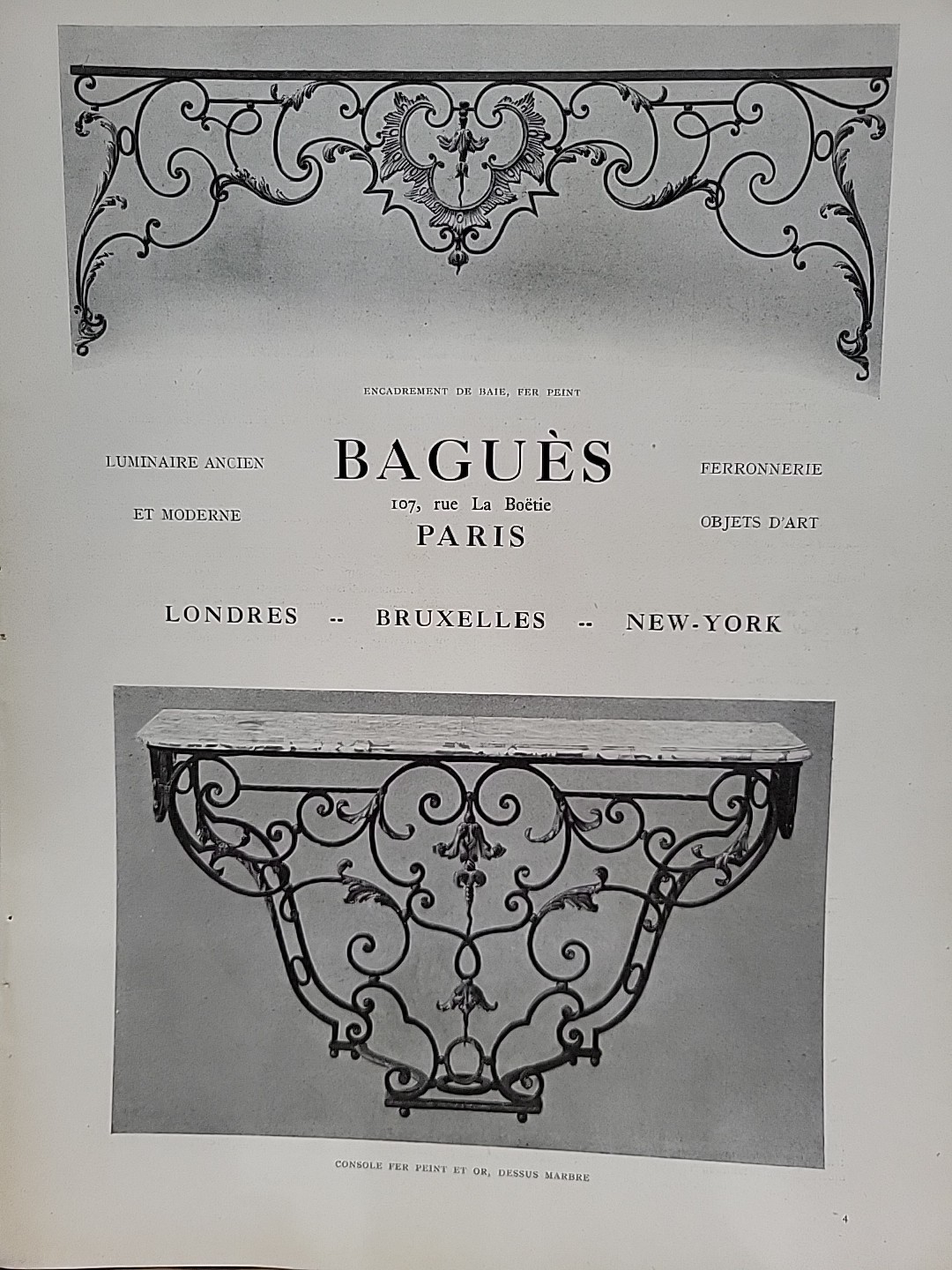 1920’s Bagues Gallery Art Deco Print Ad French Paris