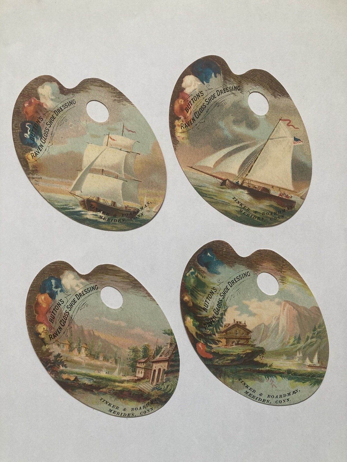 Buttons Raven Gloss Shoe Dressing Victorian Trade Card Artist Palette Die Cut 4