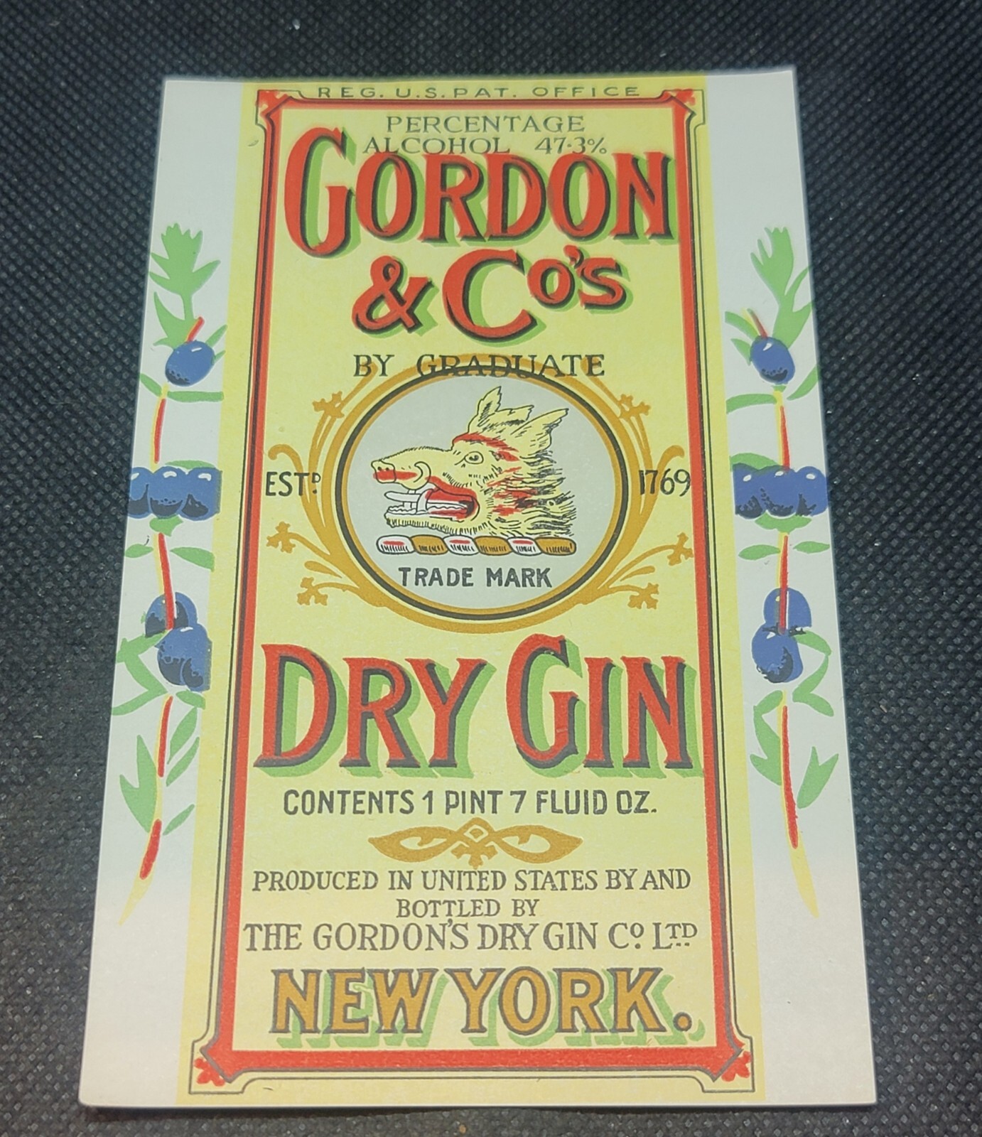 NEW YORK DRY GIN LABEL SE283