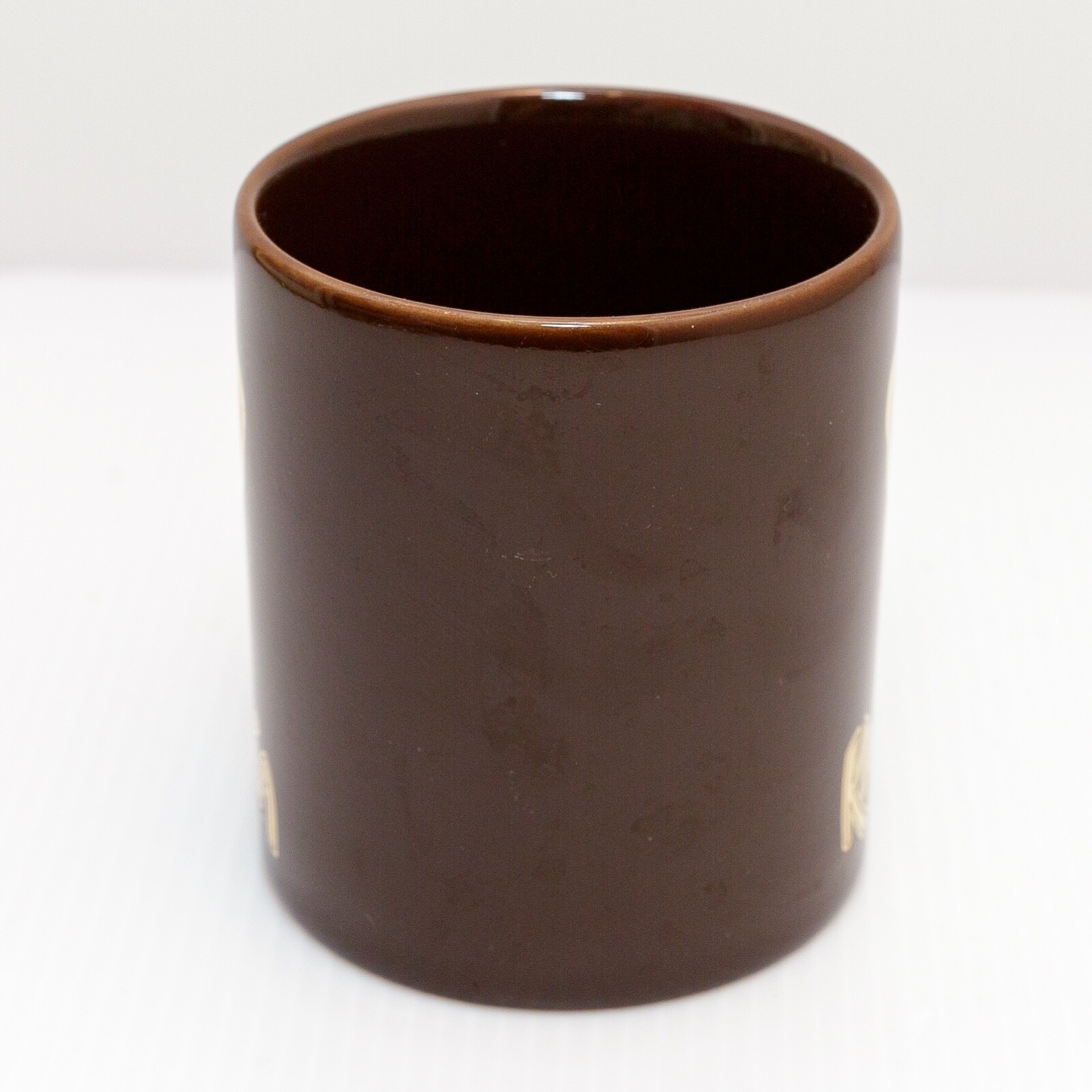 Vintage Kahlua Coffee Mug Cup, Brown with Gold Seal, Red Ribbon. Promotional Mug