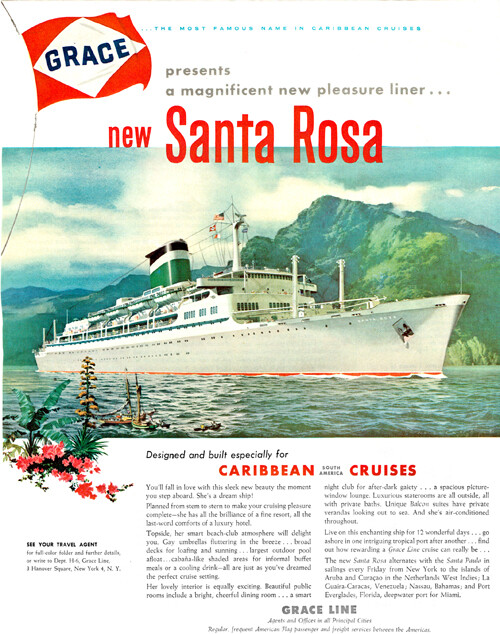 Carl Evers Grace Line Cruises Pod of Dolphins Caribbean 1958 Magazine Print Ad