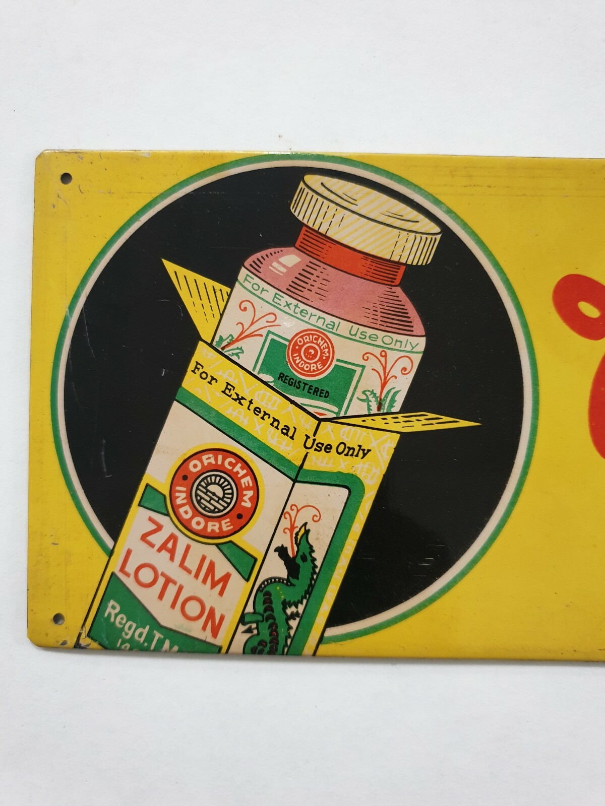 India Vintage Tin Sign ZALIM LOTION FOR ECZEMA 11.75in x 4in