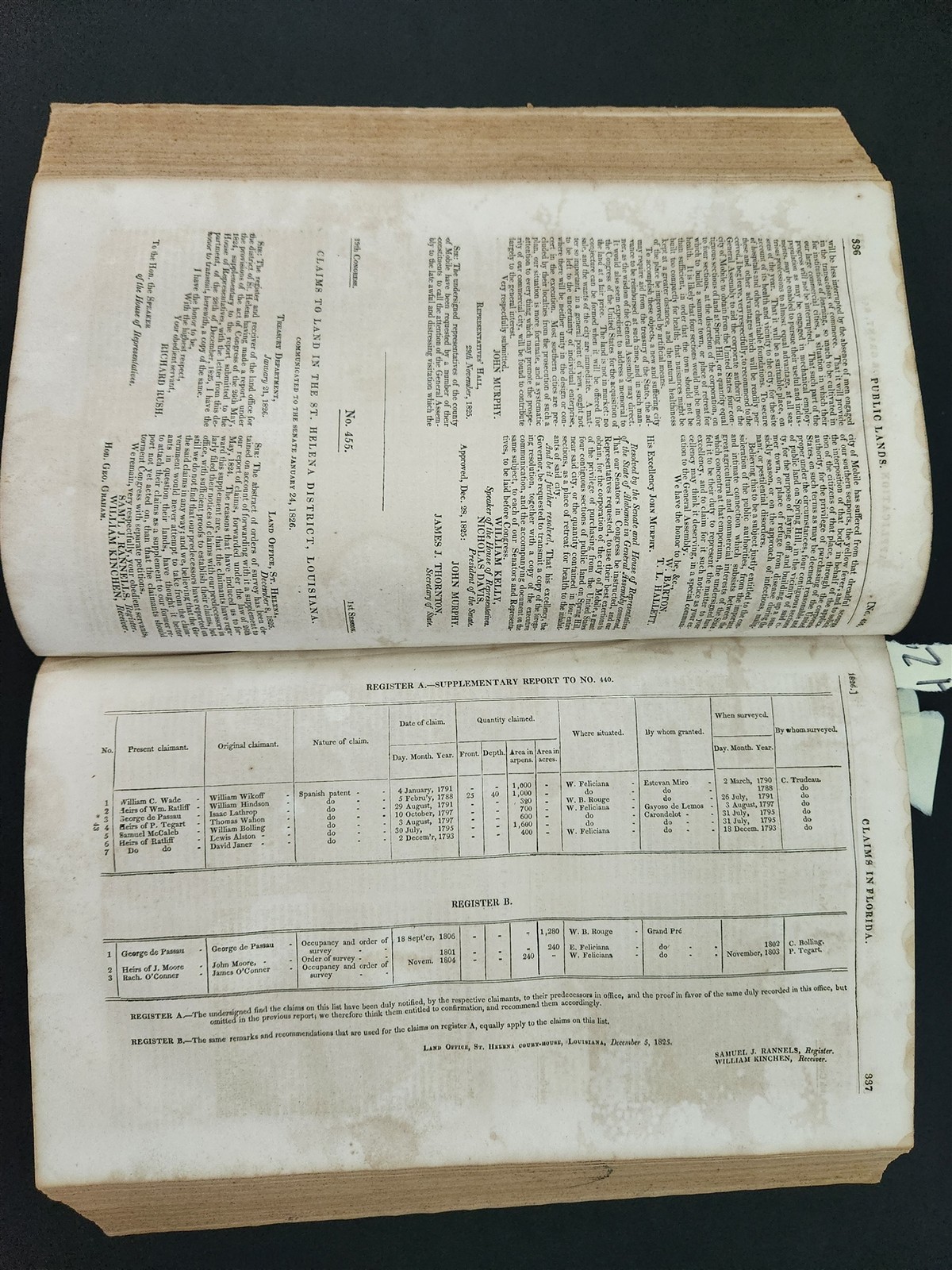 1834 antique AMERICAN STATE PAPERS history PUBLIC LANDS claim plan settlement v4