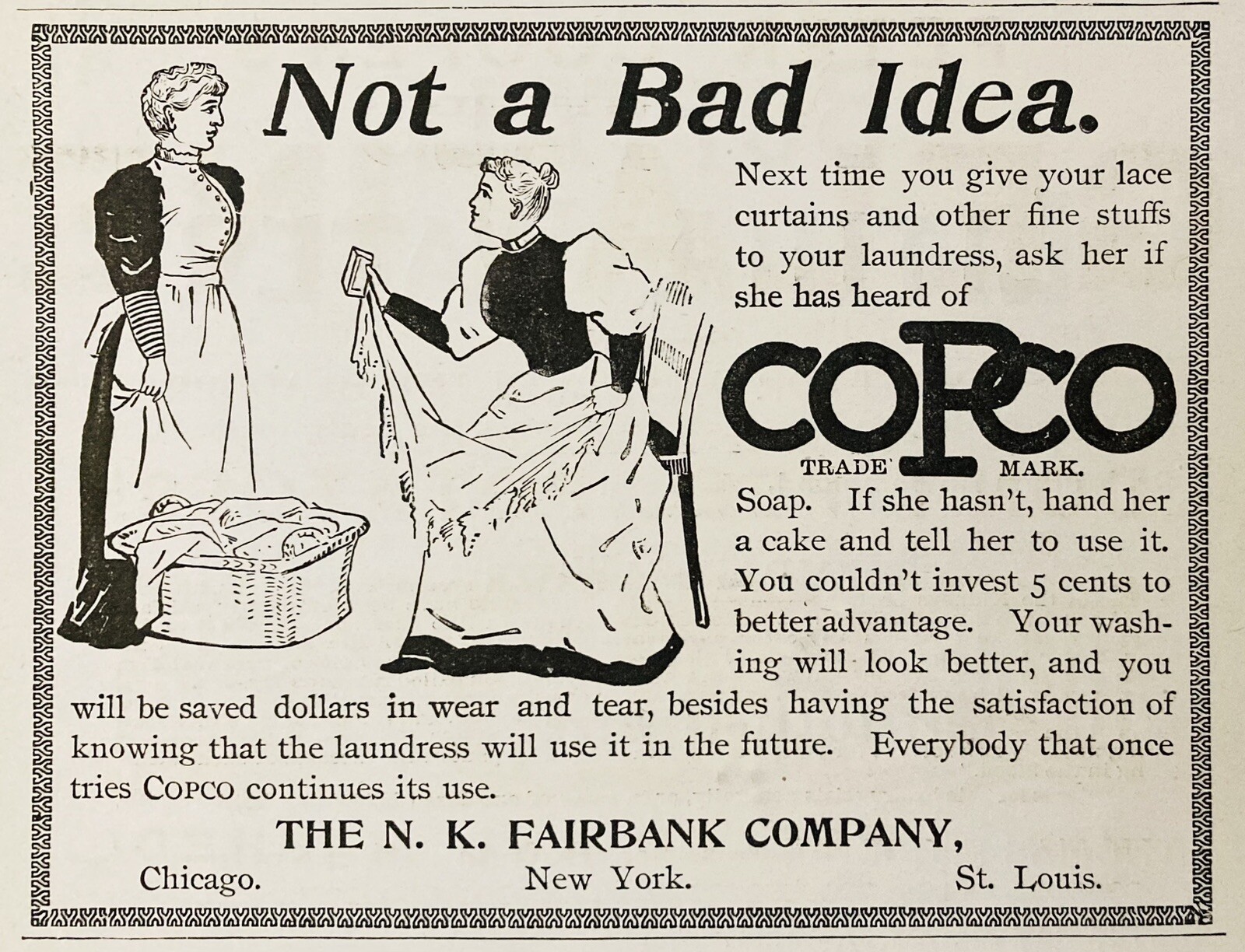 1895 AD(N18)~N.K. FAIRBANK CO. CHICAGO. COPCO WASHING LAUNDRY SOAP