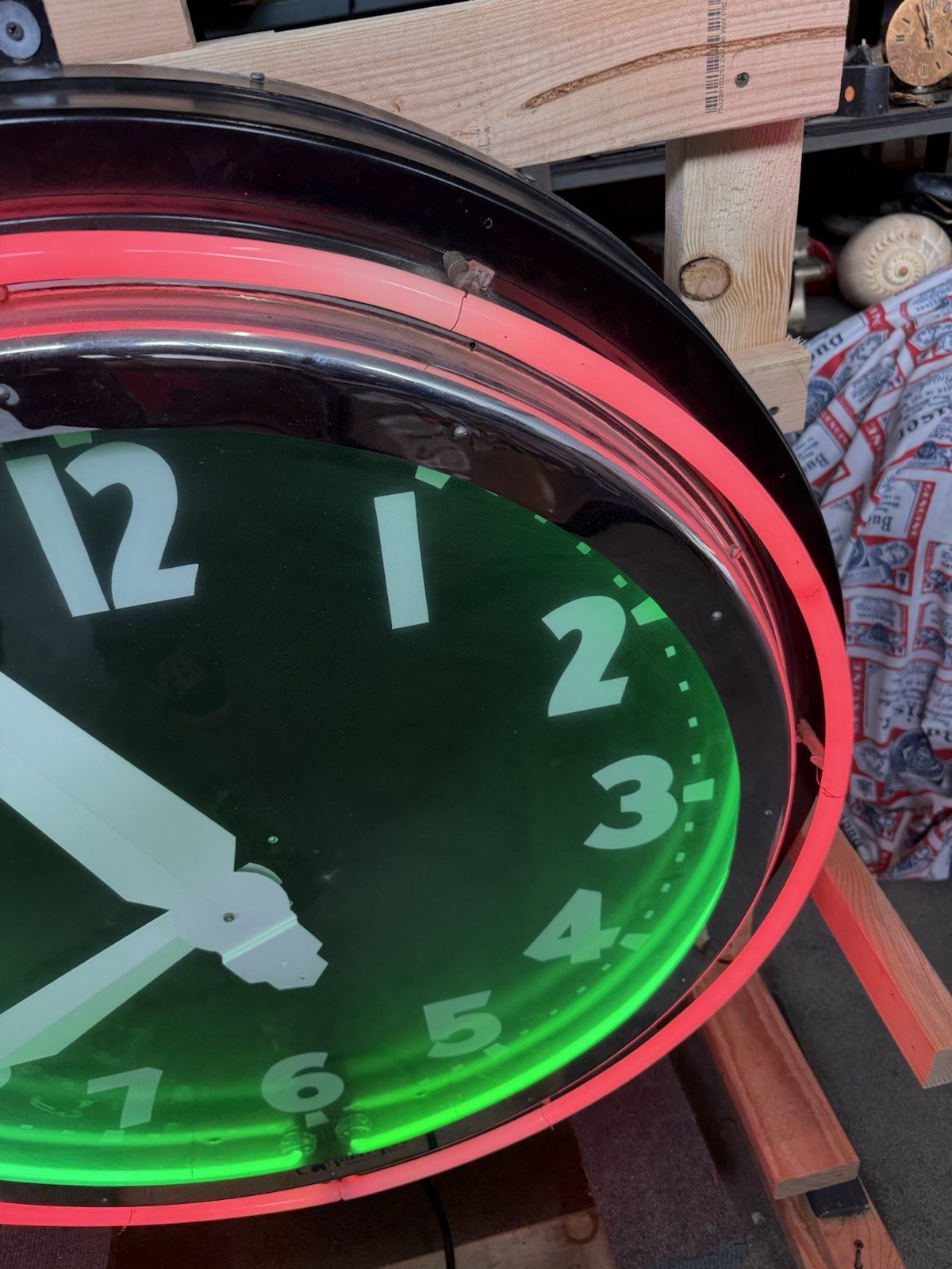 VTG Neon 44” Clock, 1940s Clock sign Diner Kitchen Retro Advertising Glo-Dial