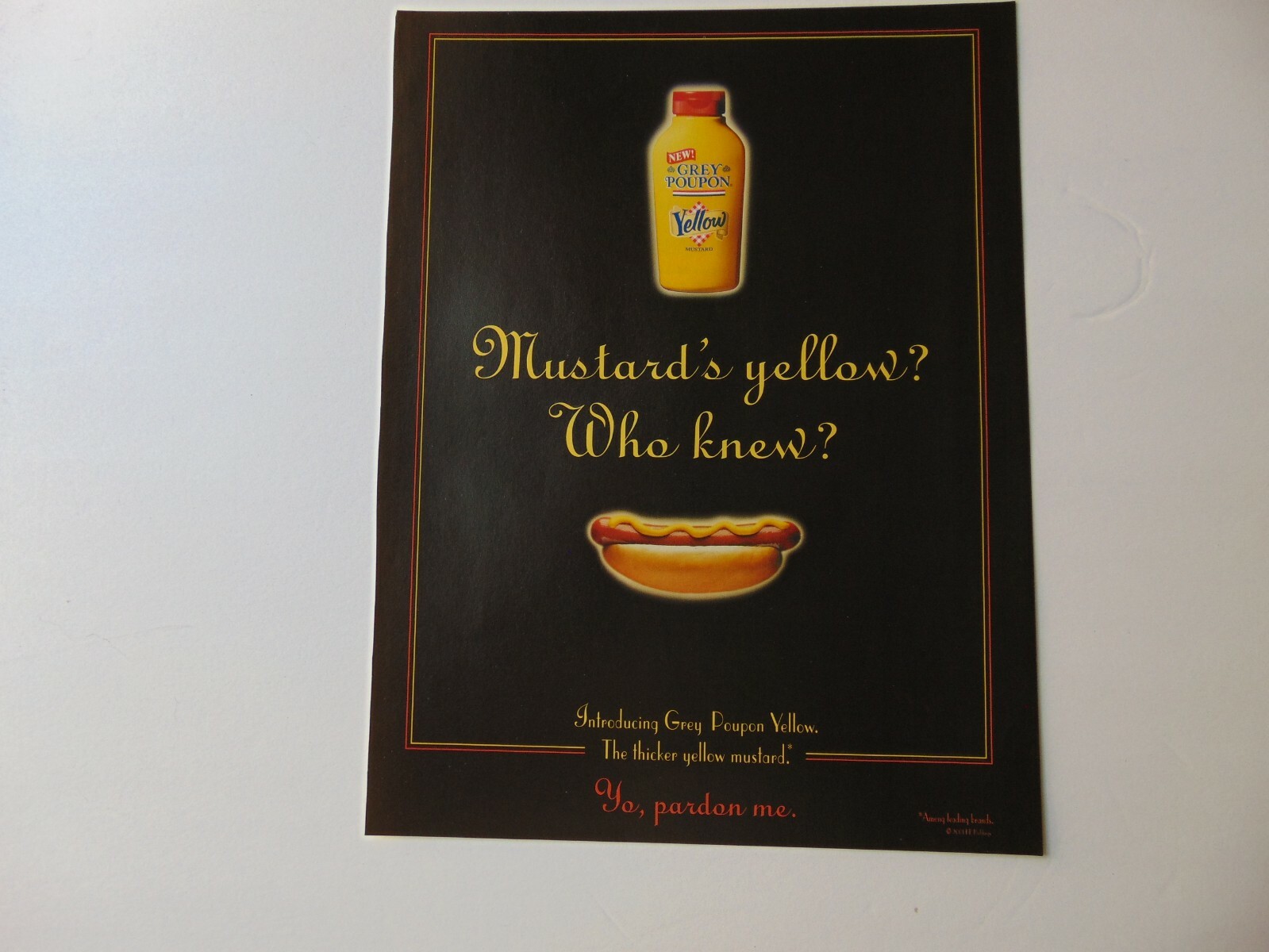 2001 Mustard’s Yellow? Who Knew? GREY POUPON YELLOW vintage art print ad