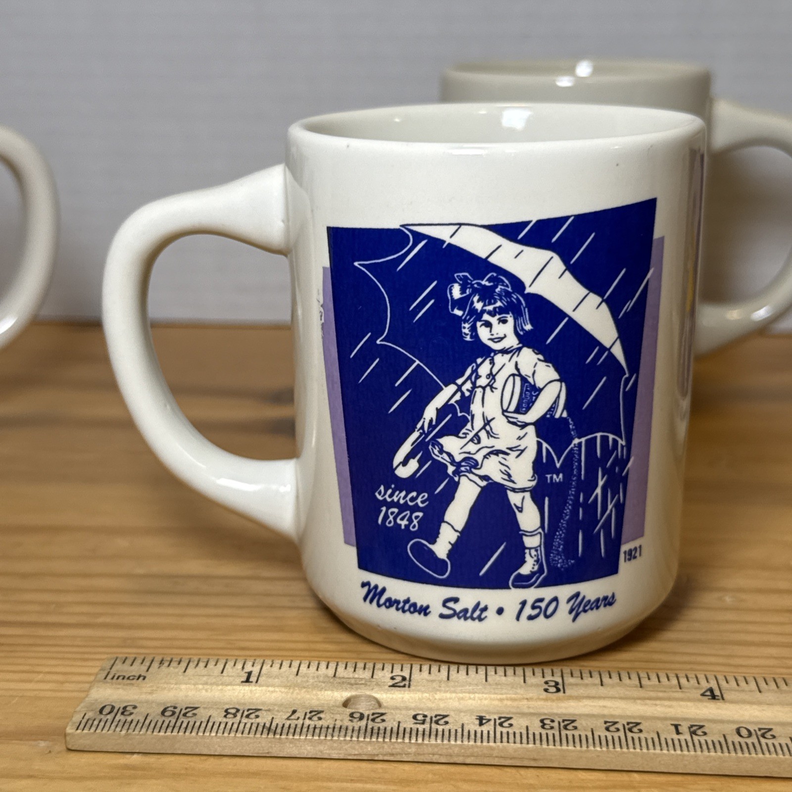 Vintage Morton Salt Mugs Lot Of 4 1914, 1921, 1956, and 1968, Bryan China