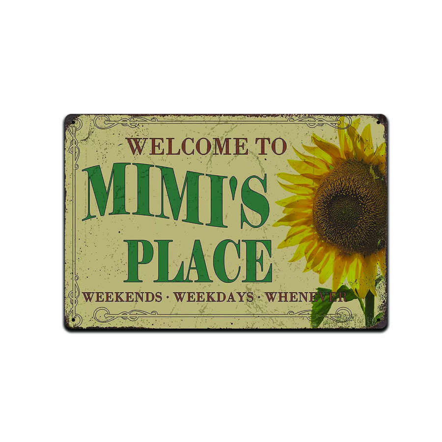 Mimi’s Place Vintage Style Sign with Sunflower Grandma Grandmother Welcome Gift