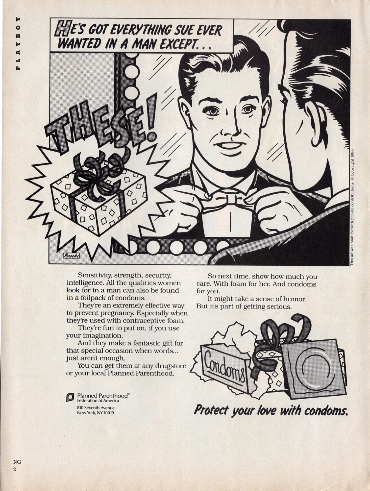 Vintage 1980s mag print ad Planned Parenthood Protect your love with condoms